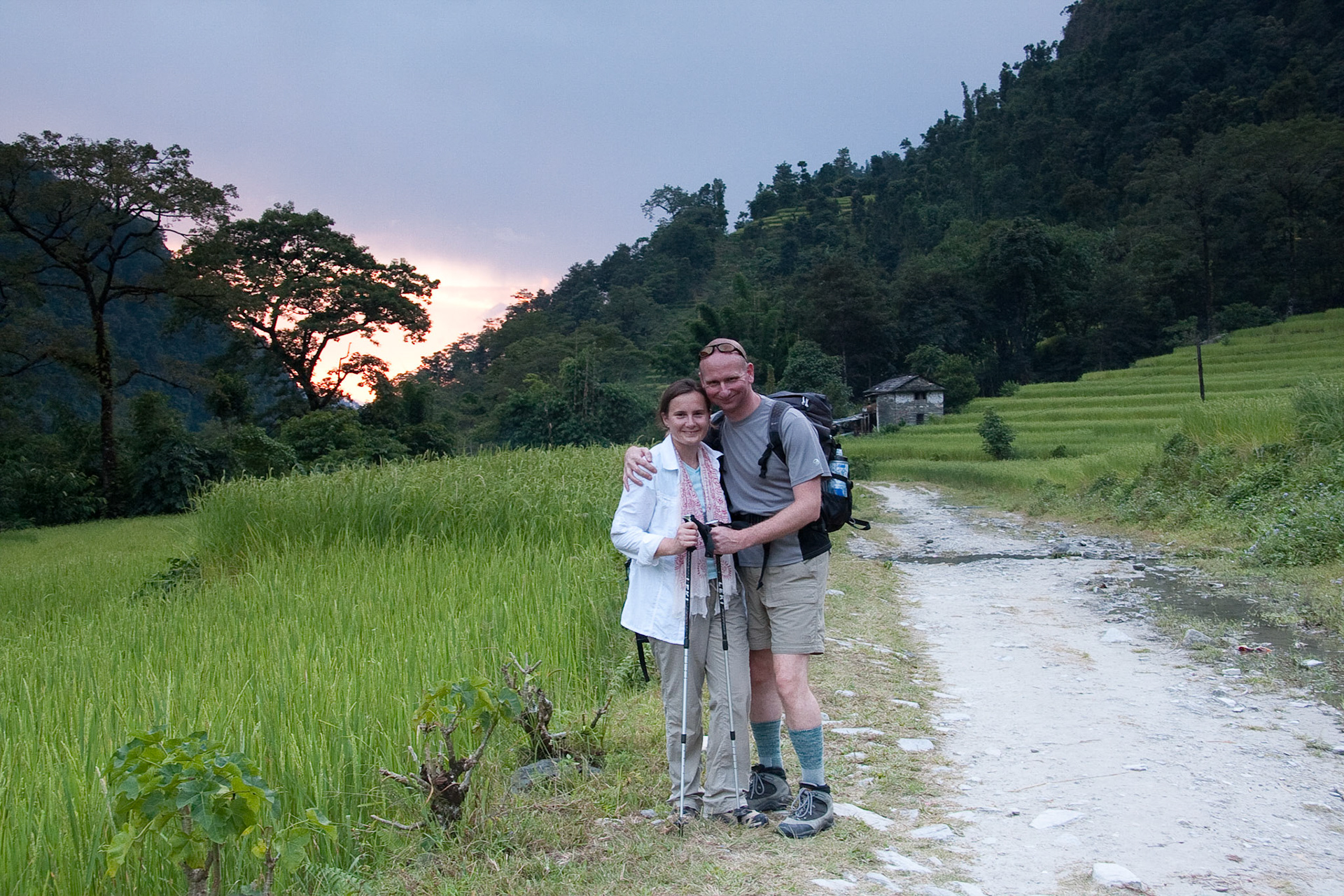 Us on the trail from Birethanti to Sanctuary Lodge