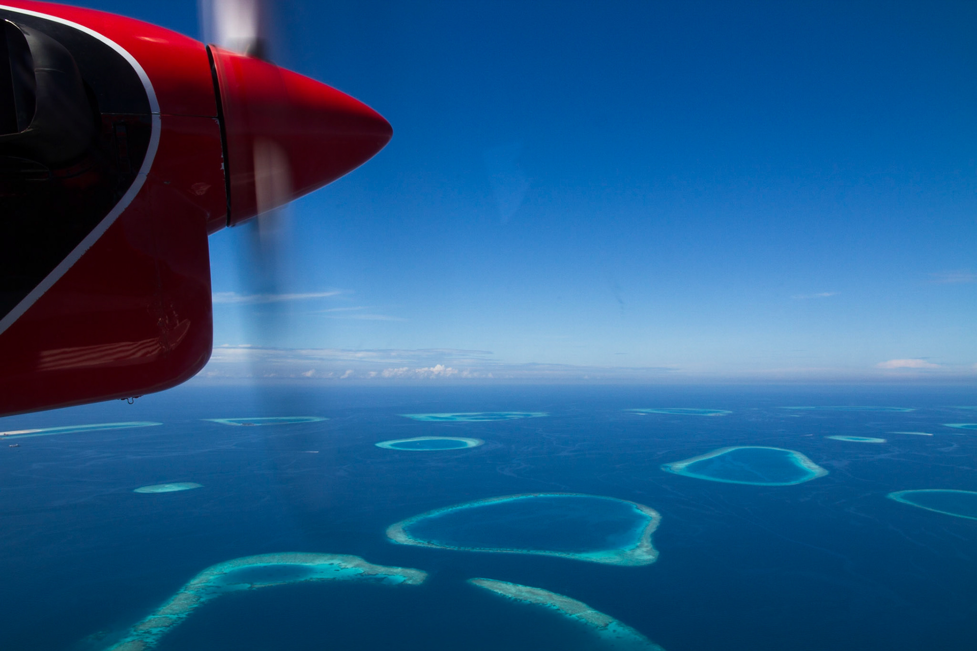 Flying over the Maldives