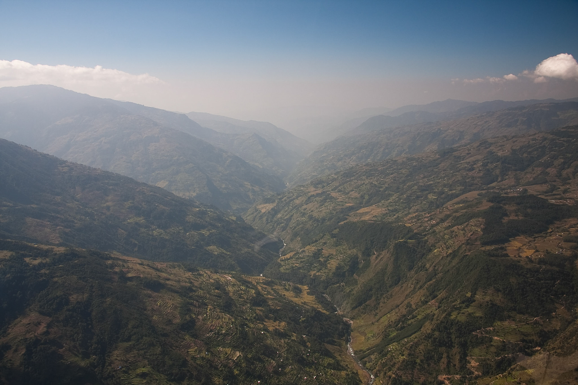 View from helicopter, flight from Lukla to Kathmandu