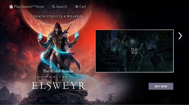 The Elder Scrolls Online: Elsweyr branded storyline panels for the Playstation Store