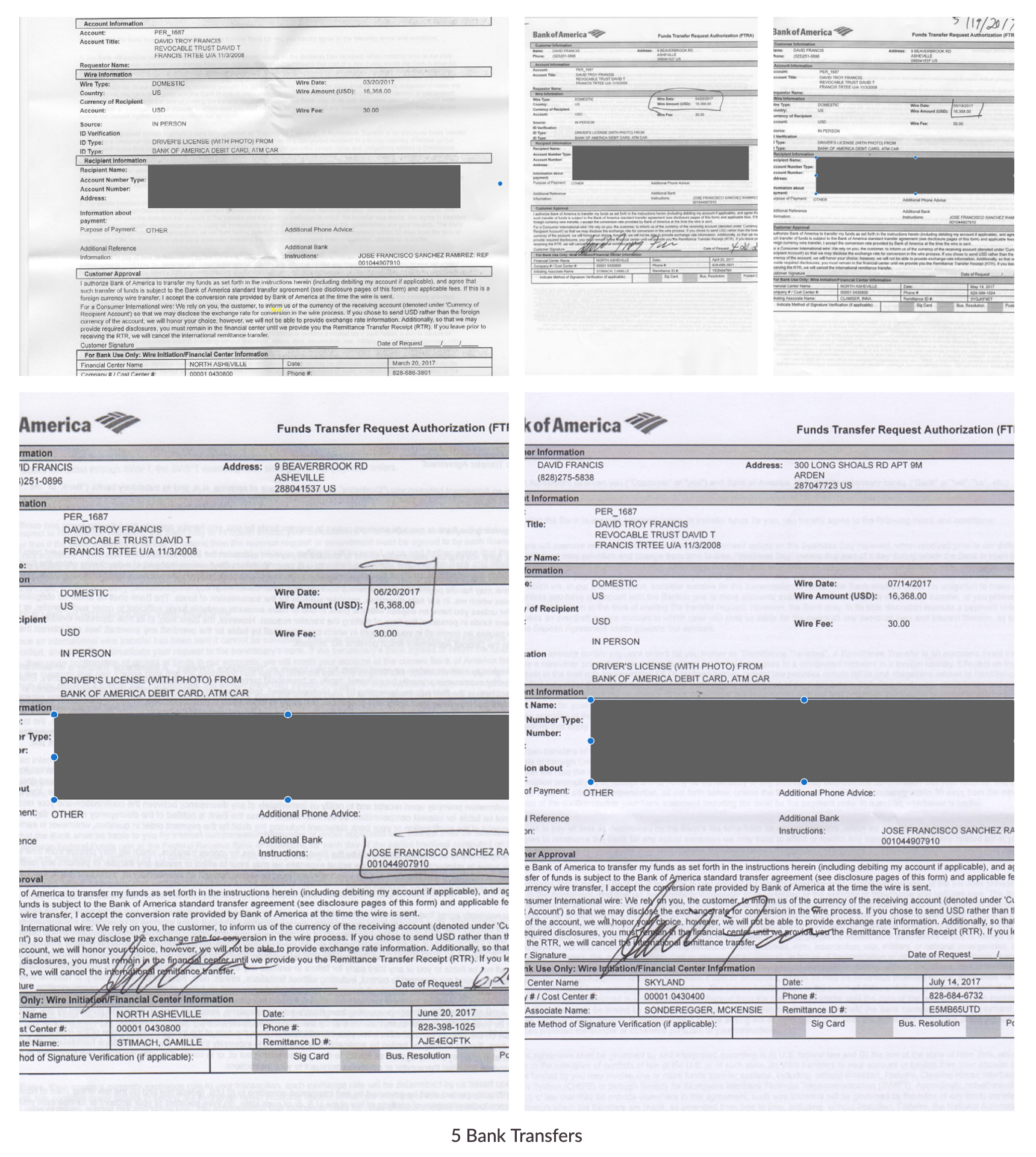Bank transfers