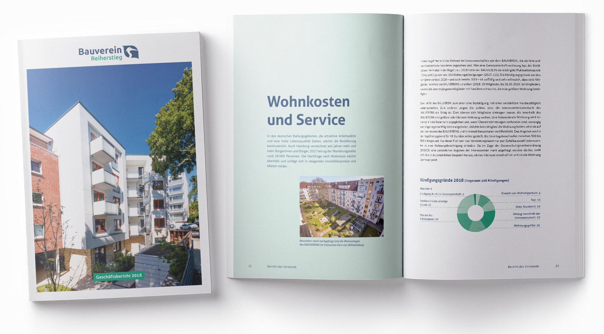 Geschäftsbericht Reiherstieg 2018 Titel und Innenseite