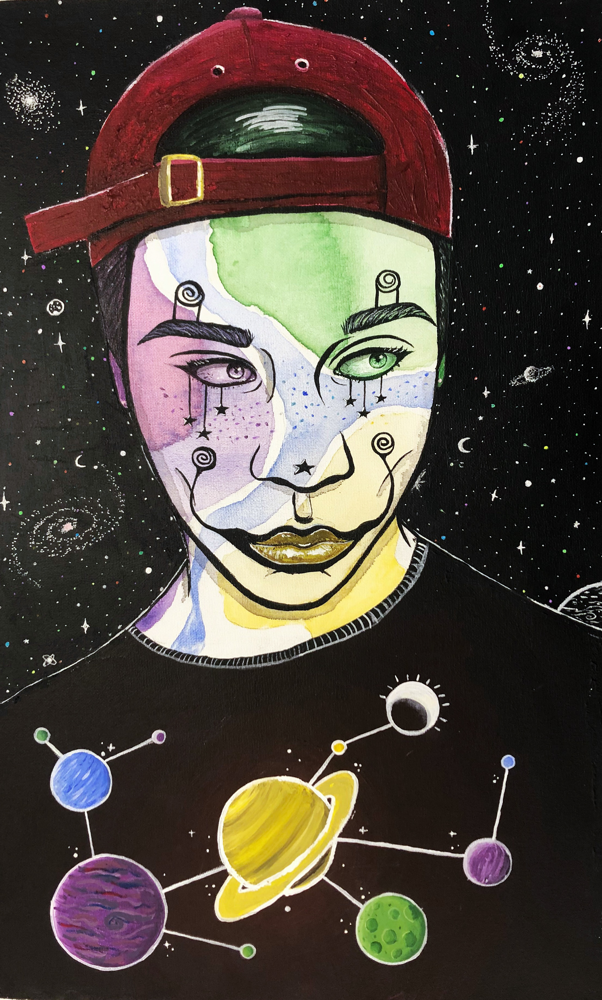 Noah Heacox, Cosmic Clown, Painting, Euclid City High School, Educator: Edith Mellen, Grade 11,  Honorable Mention