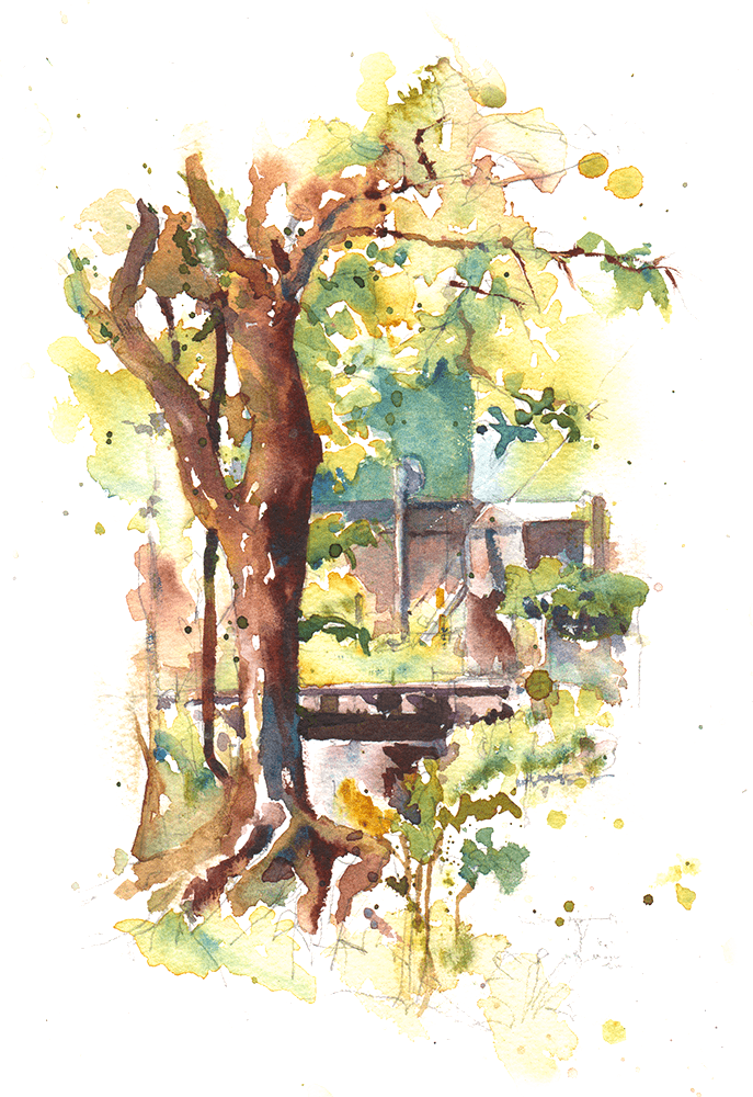 小さな鉄橋 The Little Railway Bridge 24 x 30 cm