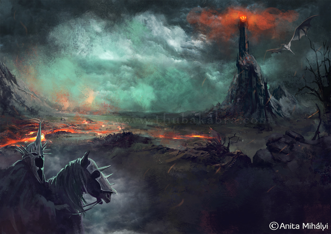 Mordor landscape illustration for a design