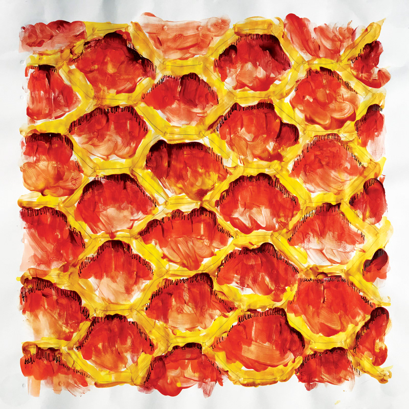 Honeycomb Motif. Media: Roylco Sensory Paper, fingerpaints, watercolors, Adobe Photoshop. 2018