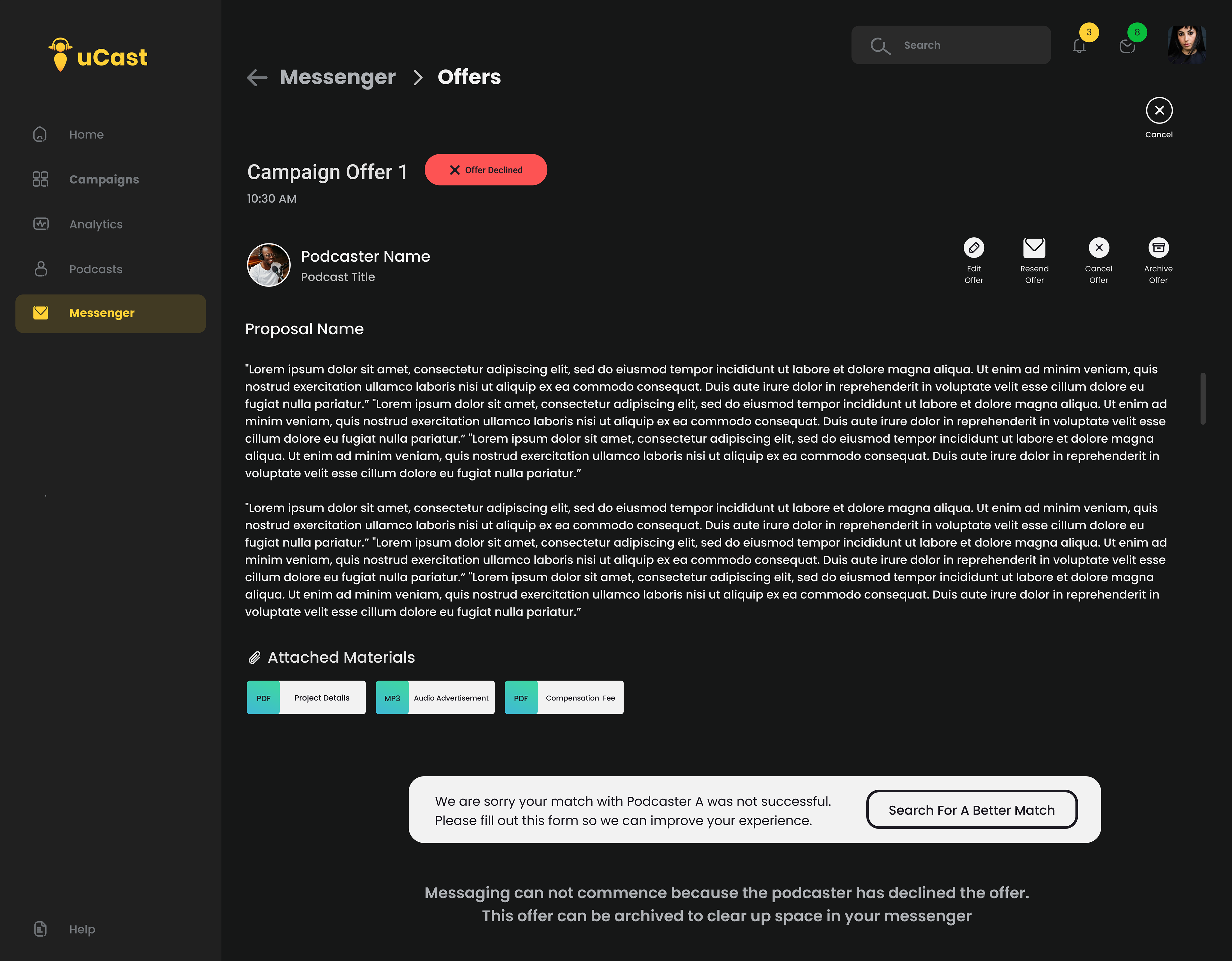 Declined Offer (advertiser side)