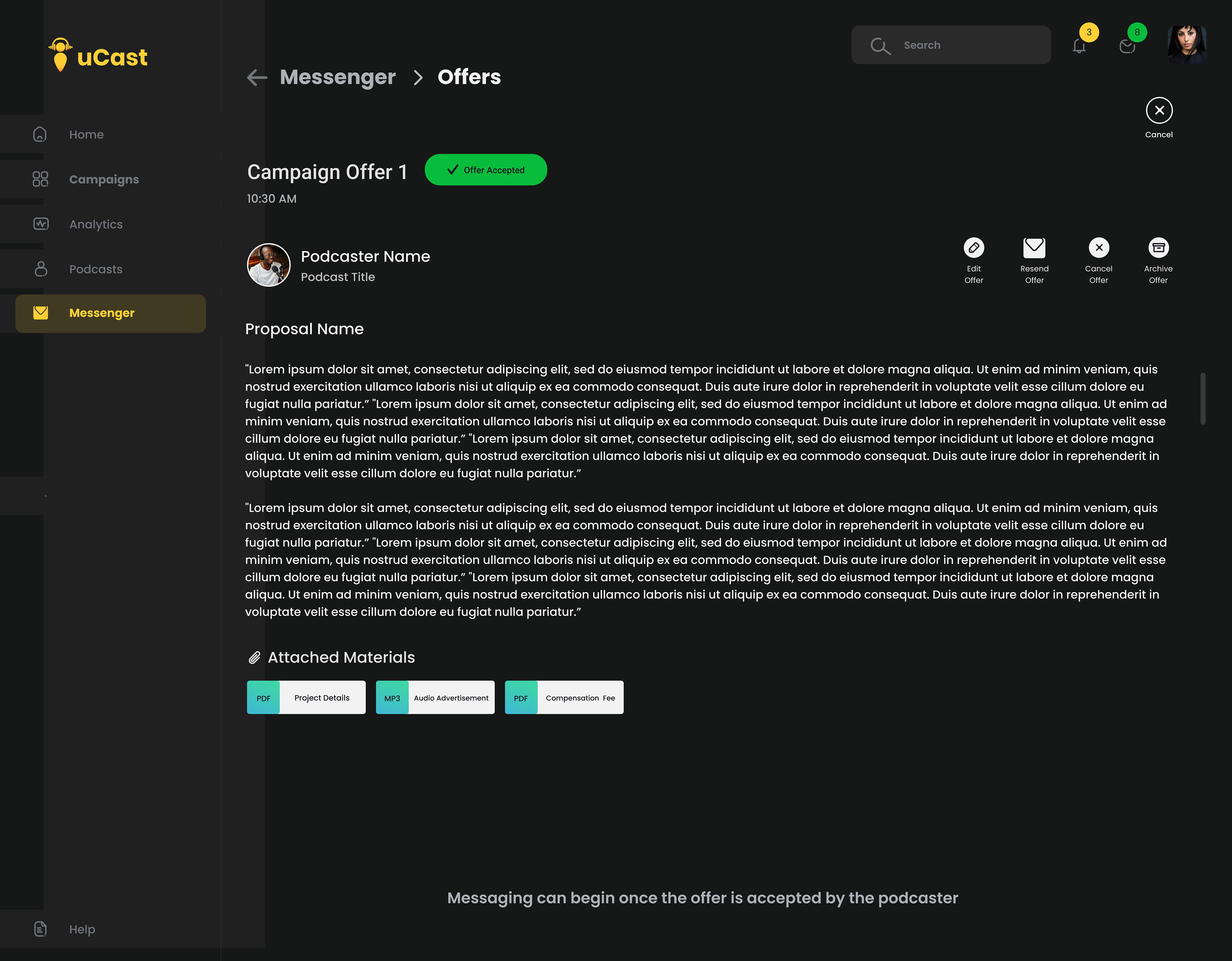 Accepted Offer (advertiser side)