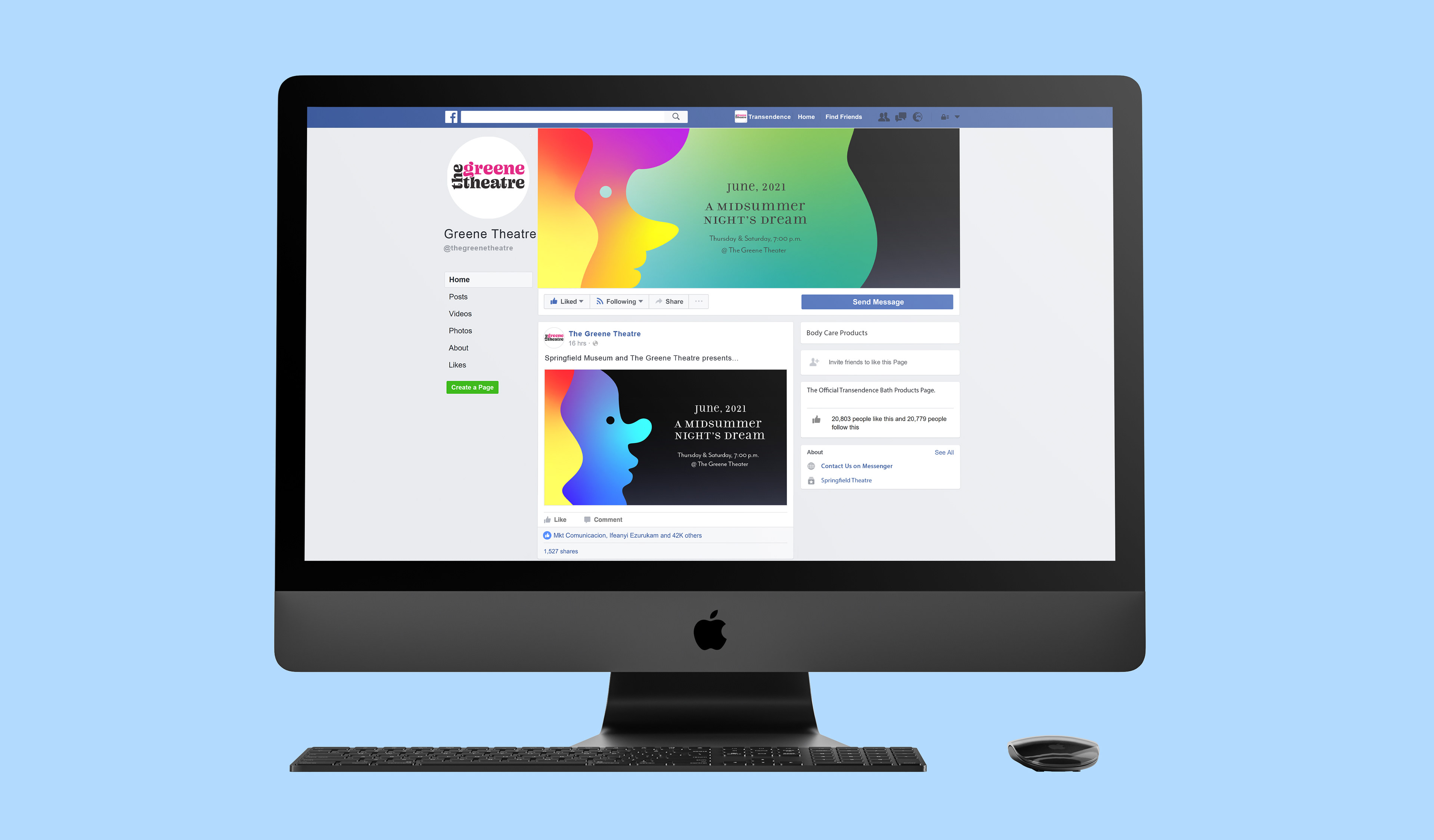 Facebook Cover and Post Design for "Shakespeare in the Park"