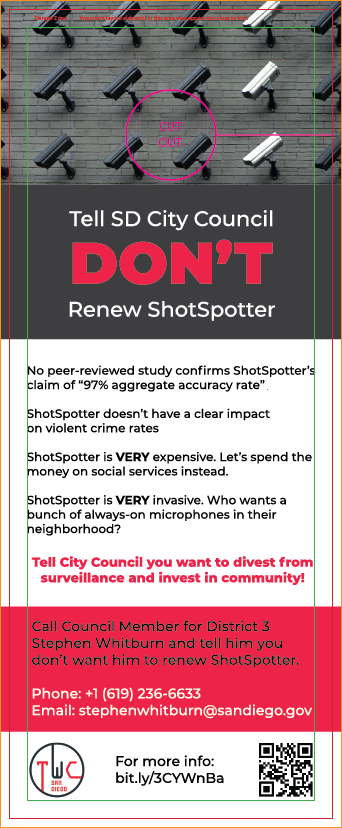 Door hanger for a surveillance campaign.