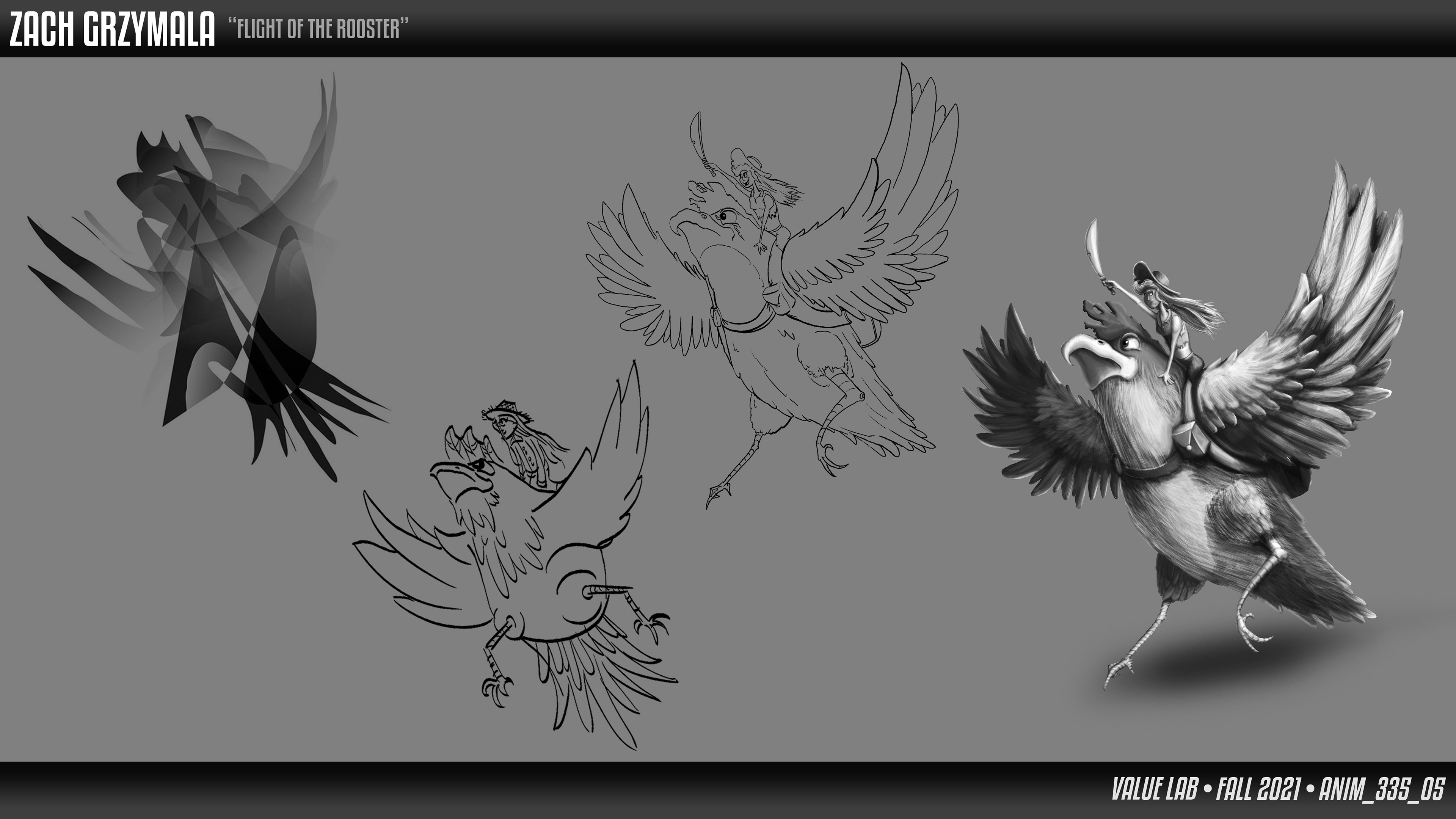 'Flight of the Rooster' Visual Development Process