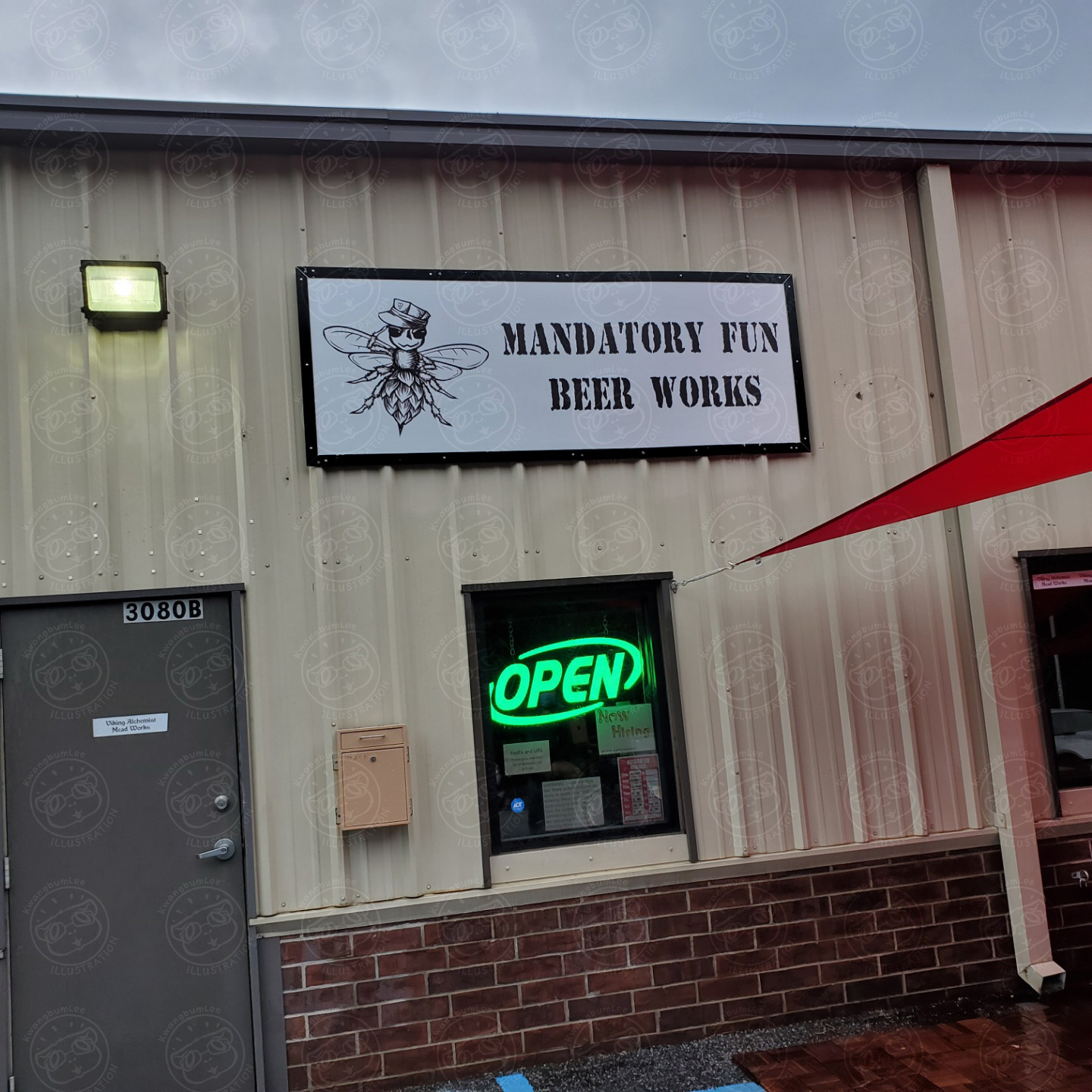 Mandatory Fun Beer Works official sign at Viking Alchemist Meadery