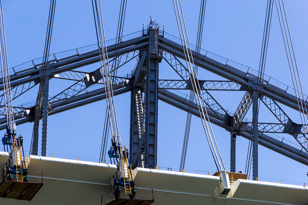 SF bay bridge through the new cables