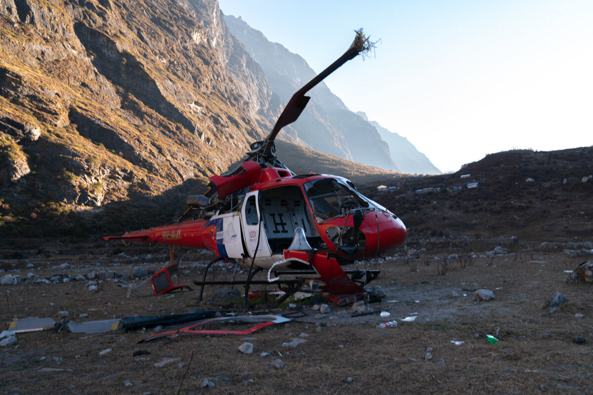 destroyed rescue copter