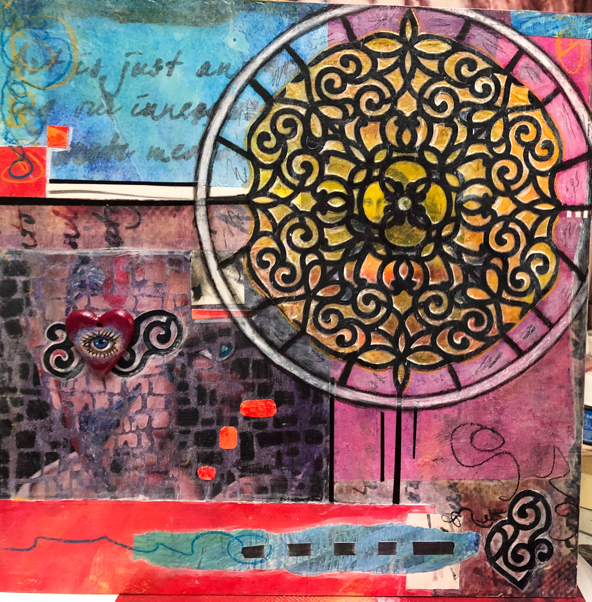 "Hidden" :: 12x12 Collage on Cradled Panel :: $145