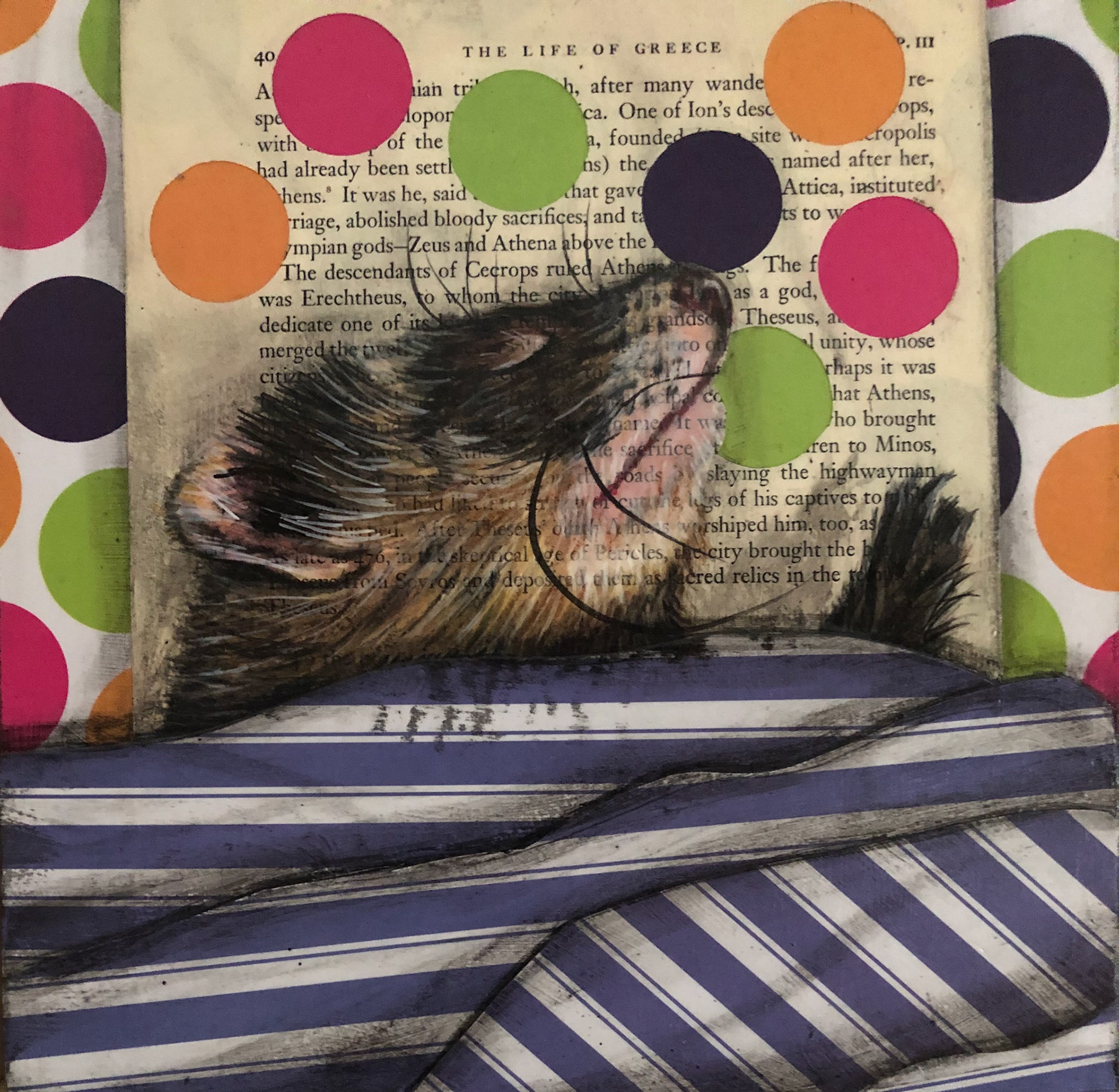 "Weasel" :: 8x8 Collage on Cradled Panel