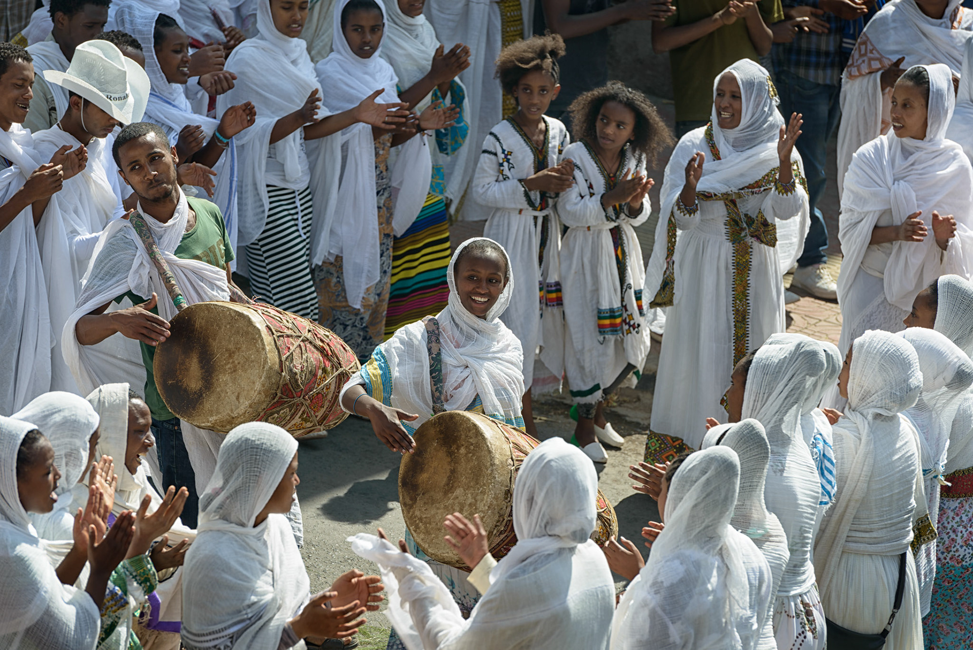 Dancing & Beating Drums - Timket Procession, Gondar, Ethiopia