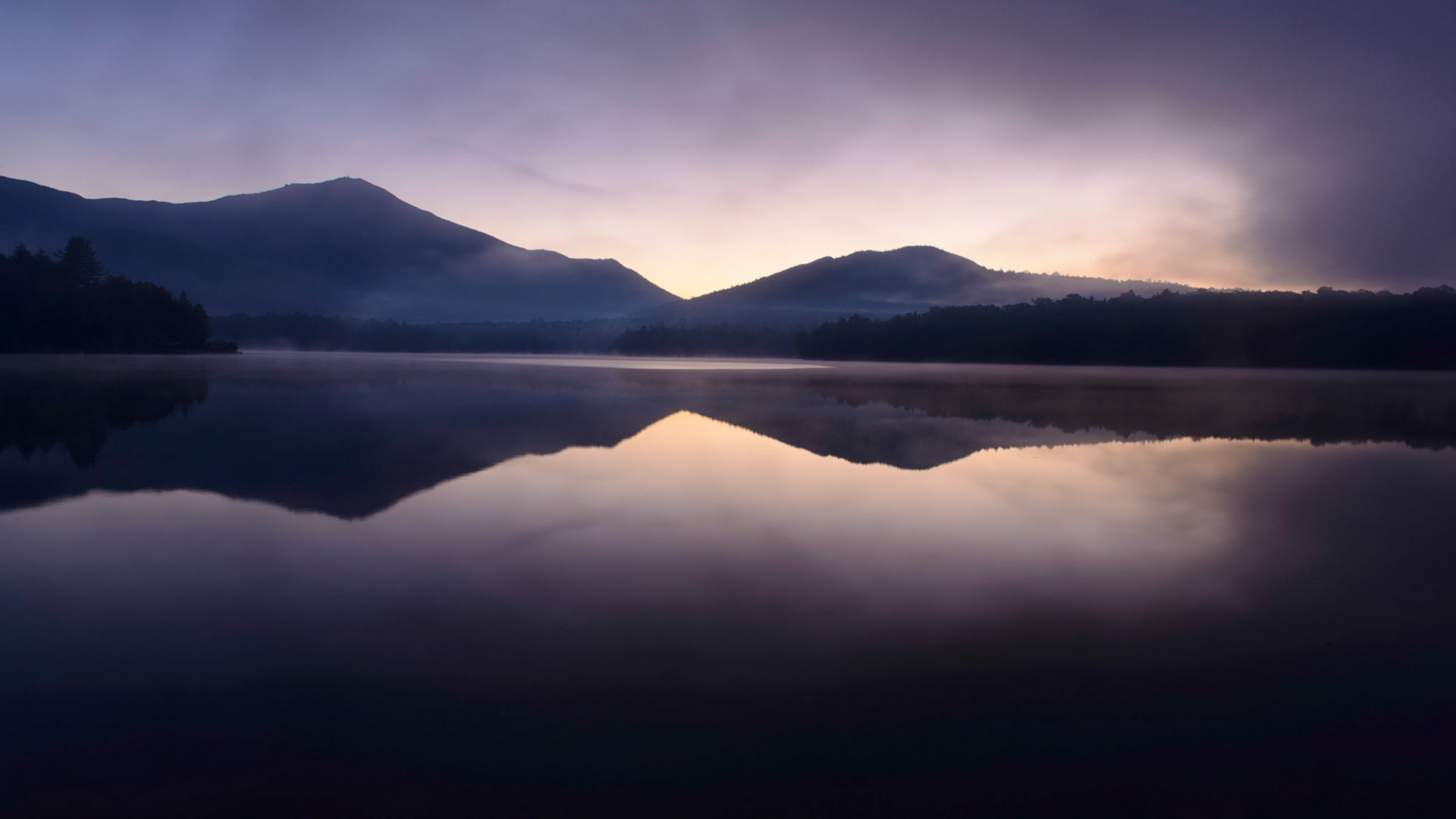 Fog on Lake Placid - Moose Island, New York