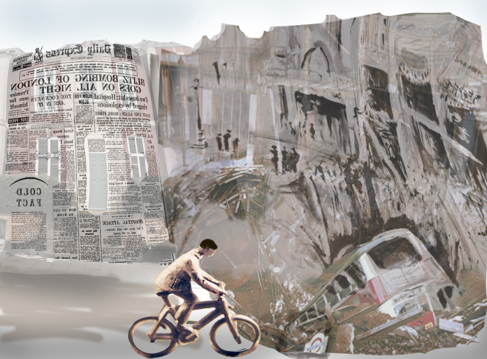 Concept art bombed London streets digital collage
