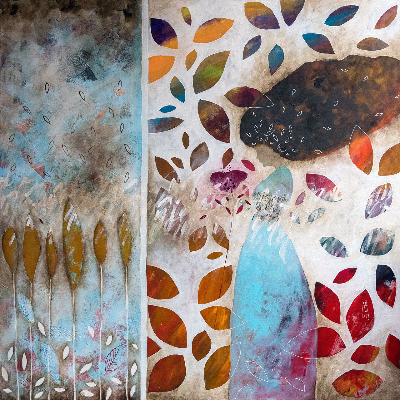 "Autumn leaves" 2018 acrylic/canvas 100cm/100cm
