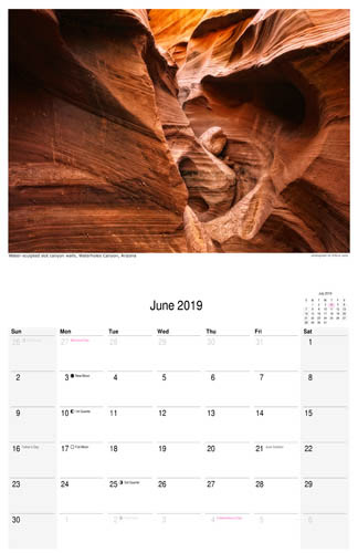 June 2019 scenic calendar, landscape photograph