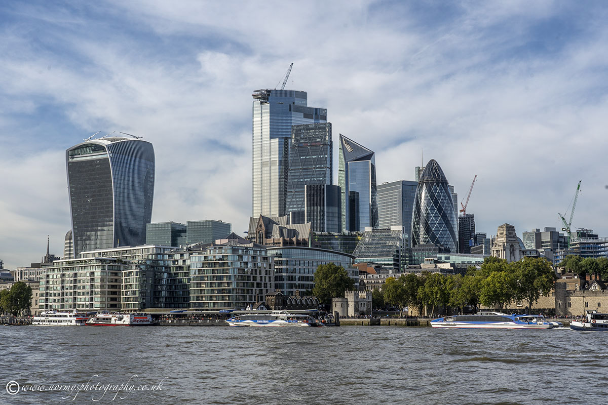 The Walkie Talkie building on the left