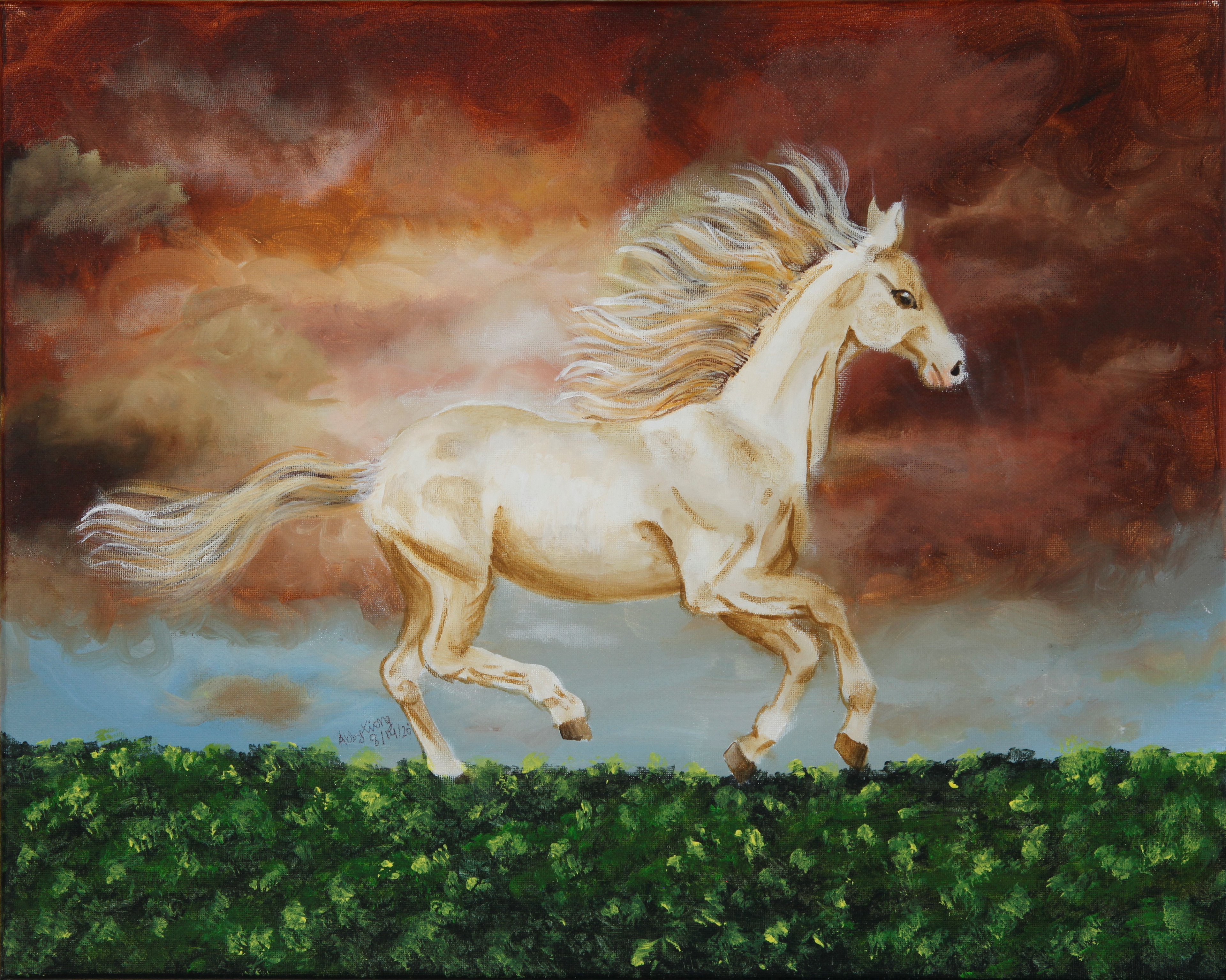 Sunset running horse