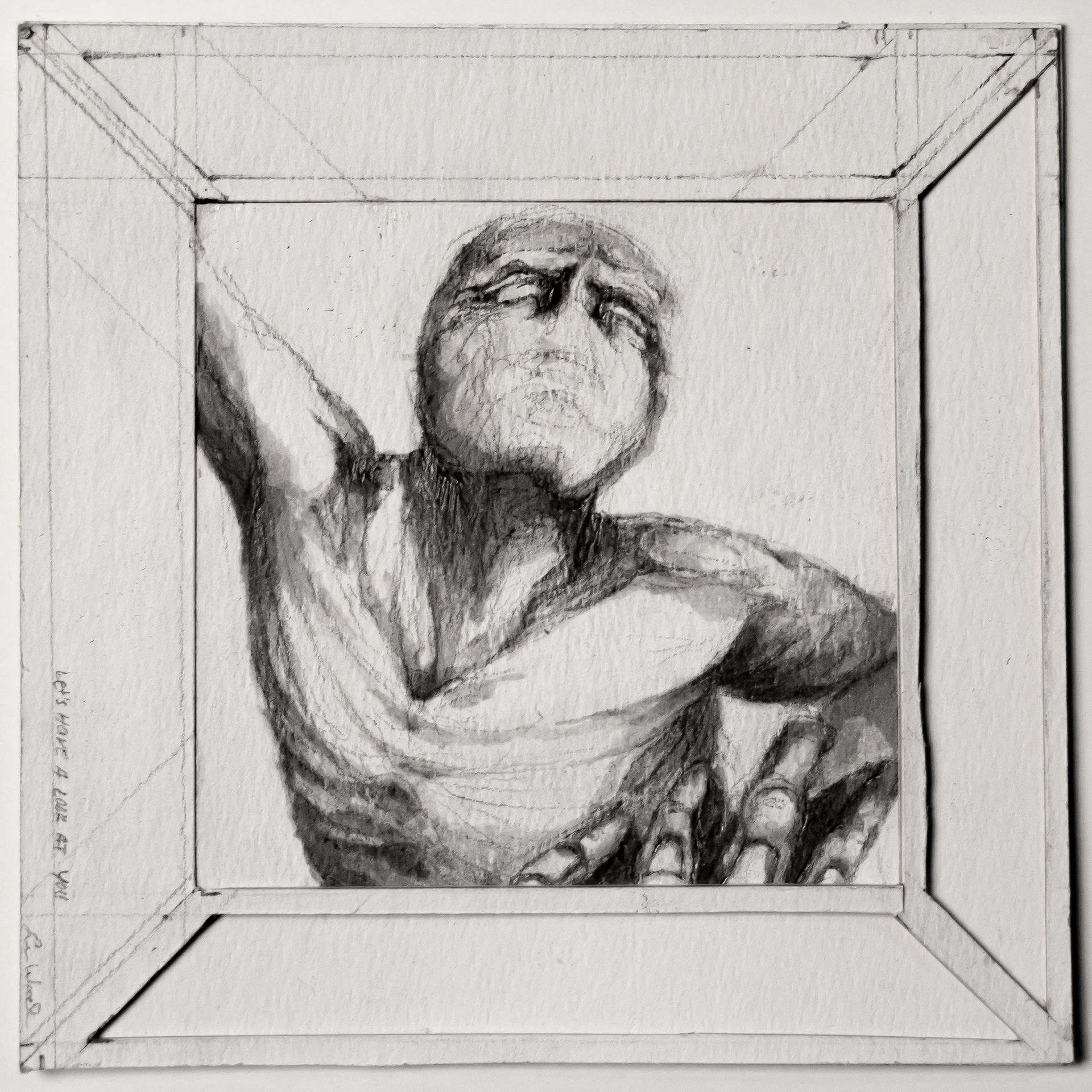 "Let's Have a Look at You." 6" x 6". Pencil on cut, layered matte board. *Only to be hung below 40" center*