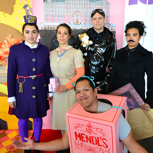 Me and my Grand Budapest Hotel cohorts for Halloween. I had so much fun making my Agatha costume and Mendel's boxes (except the one in front--that's all Aaron!)