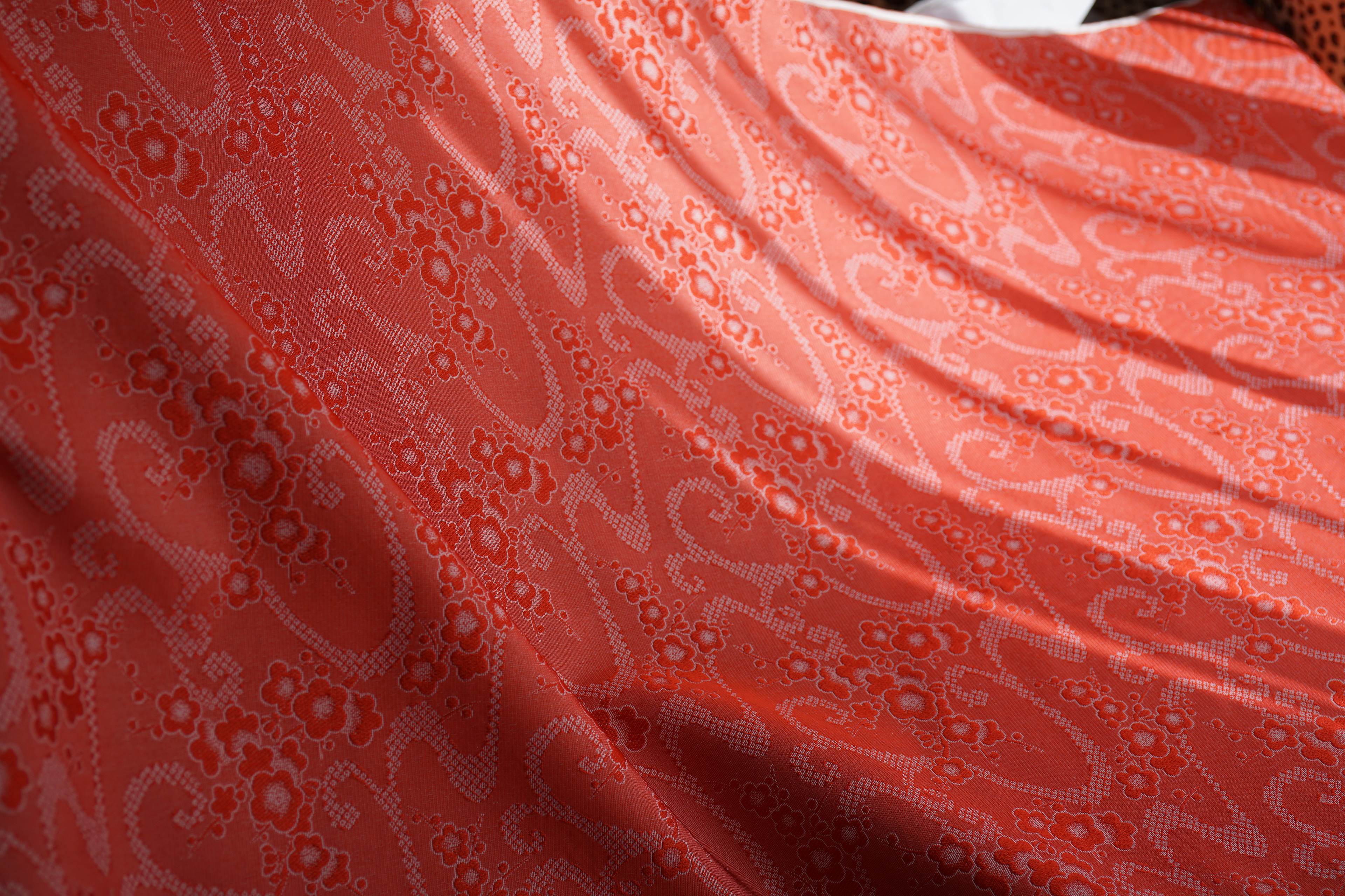 WB1 - 2xWide Unknown Fabric Bolt - Red with Cherry Blossoms, Soft