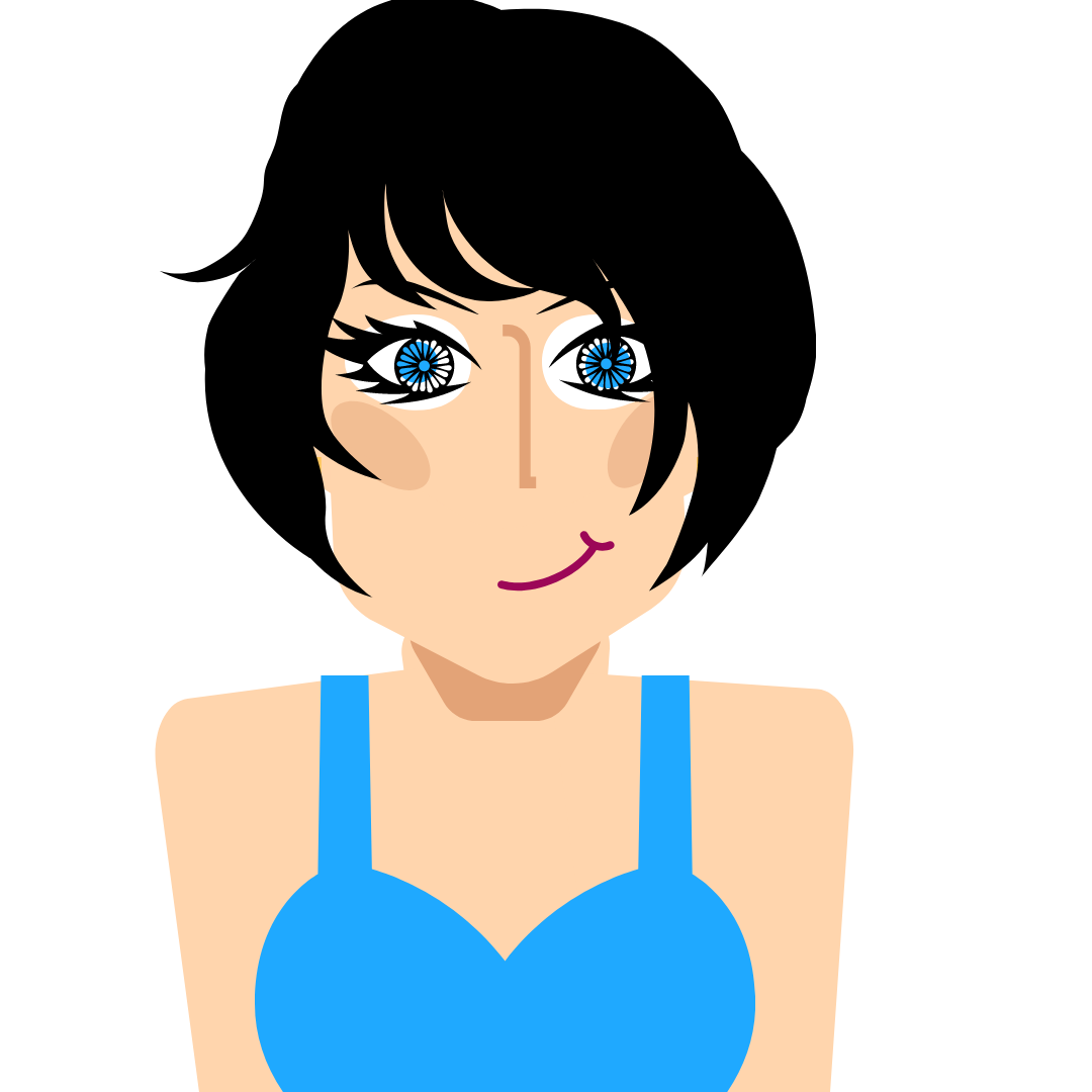 Pretty Girl with Bobbed Black Hair