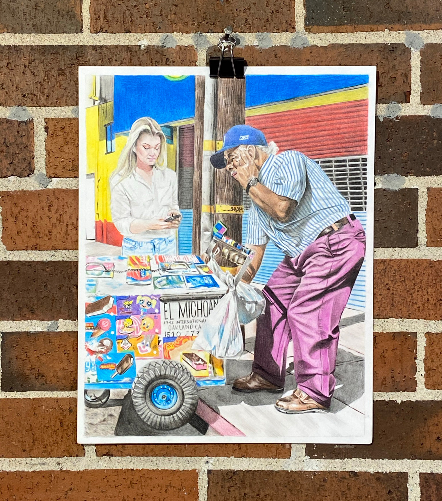 German Andrade, "Paletero Man" 2020, Color pencil