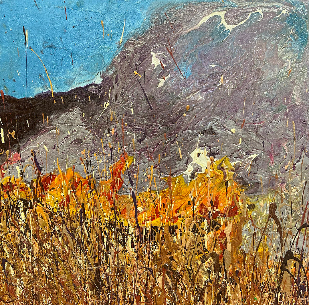 Grass Fire #2, 2019, Mixed media on panel