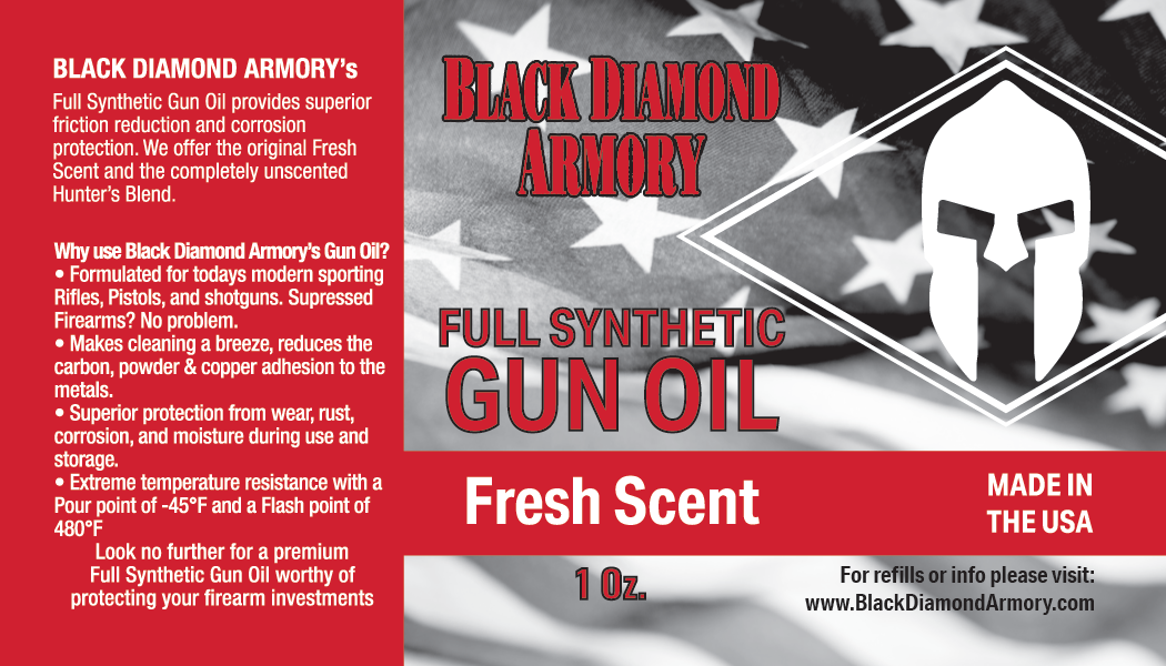 Black Diamond Armory Gun Oil Label