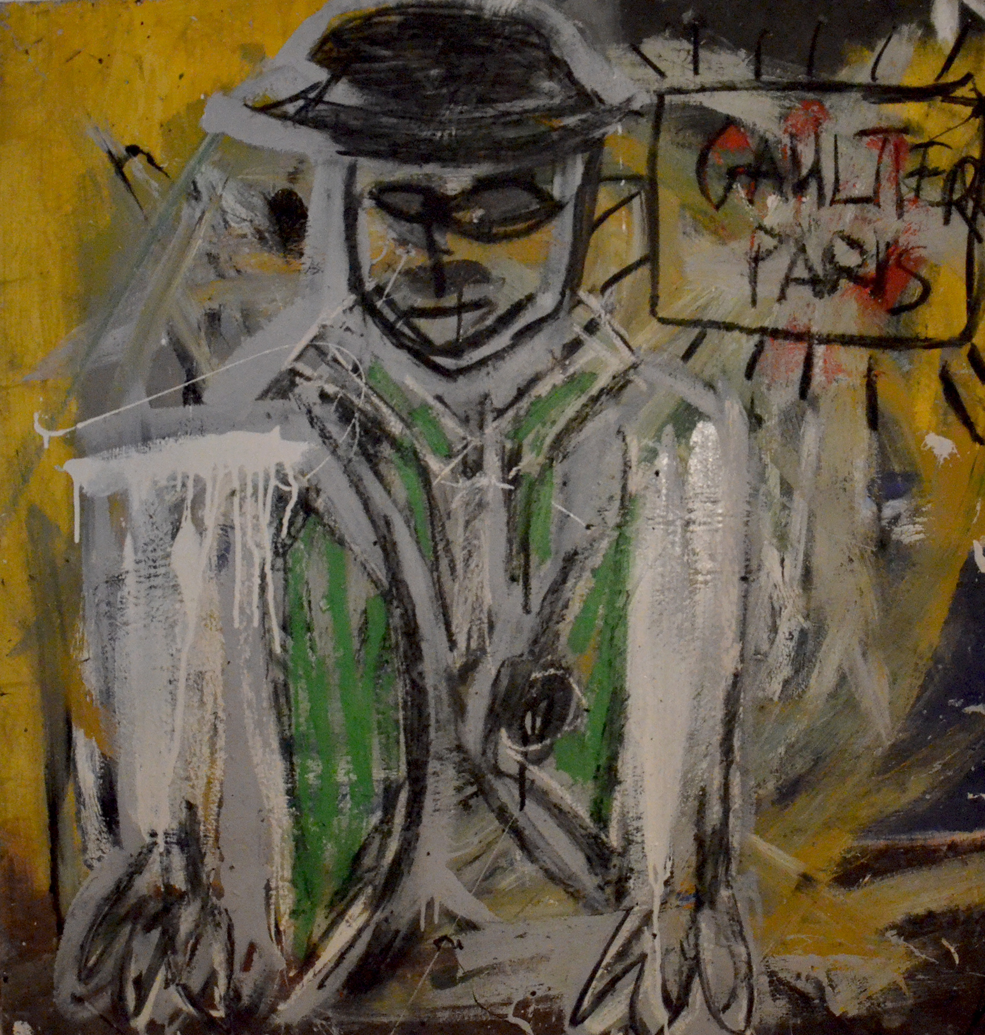 JEAN-PAUL (2018), VARIOUS PAINTS, CHARCOAL, WAX CRAYON, OIL PASTEL ON PLYWOOD