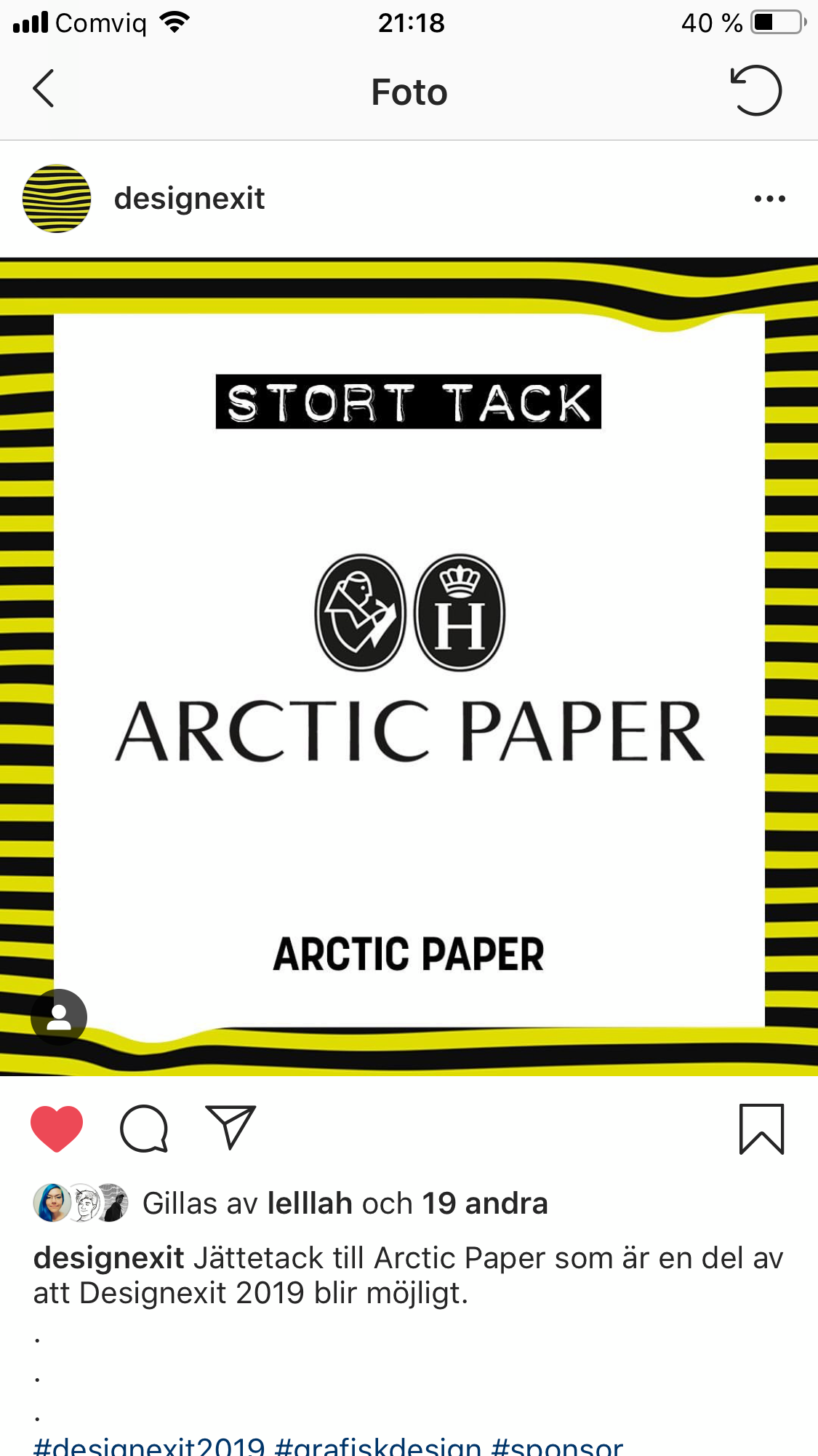 Instagram post - thanking sponsor