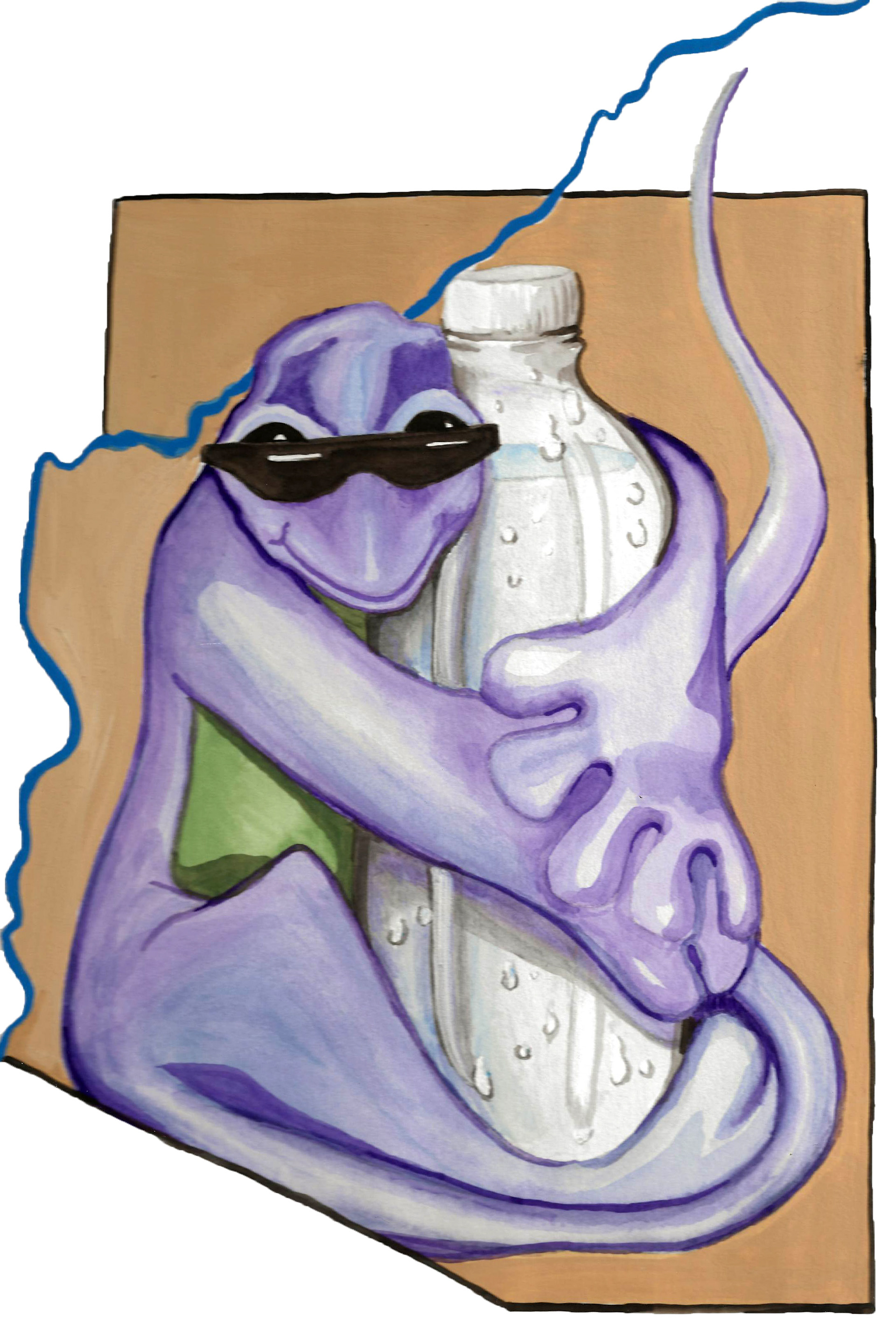 An illustration created for University of Arizona Alumni Magazine regarding Arizona's water source.