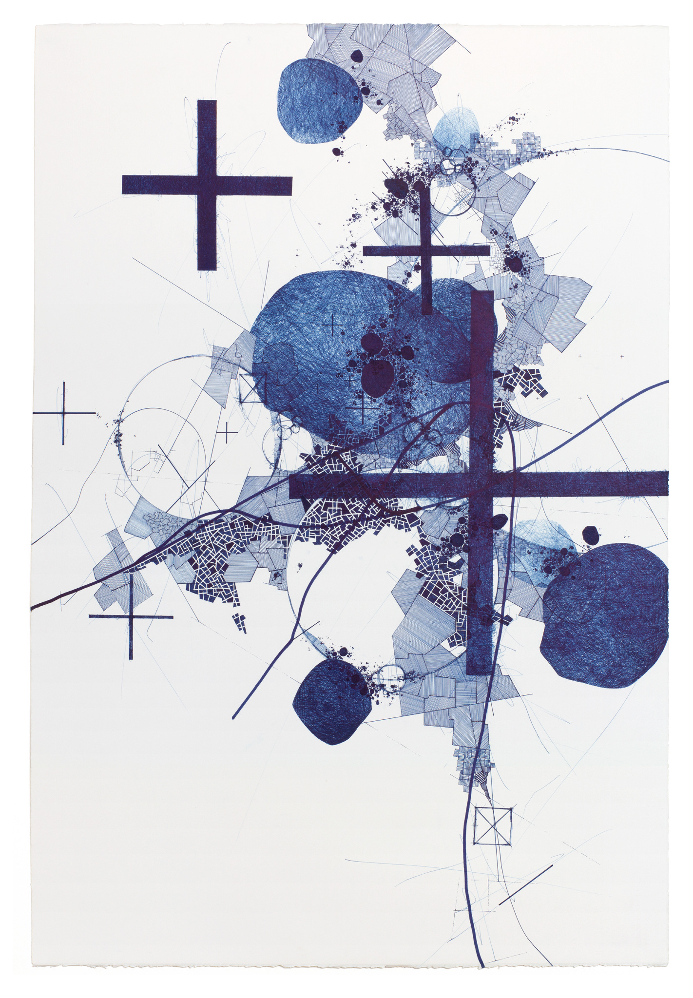 Derek Lerner, Reviewing frame for Asvirus 58, 2015 Ink on paper 44" x 30" (1.1m x 76cm)