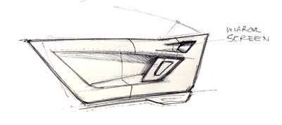 For aesthetic and aerodynamics reason, the side view mirrors are screen imbedded inside the door panel
