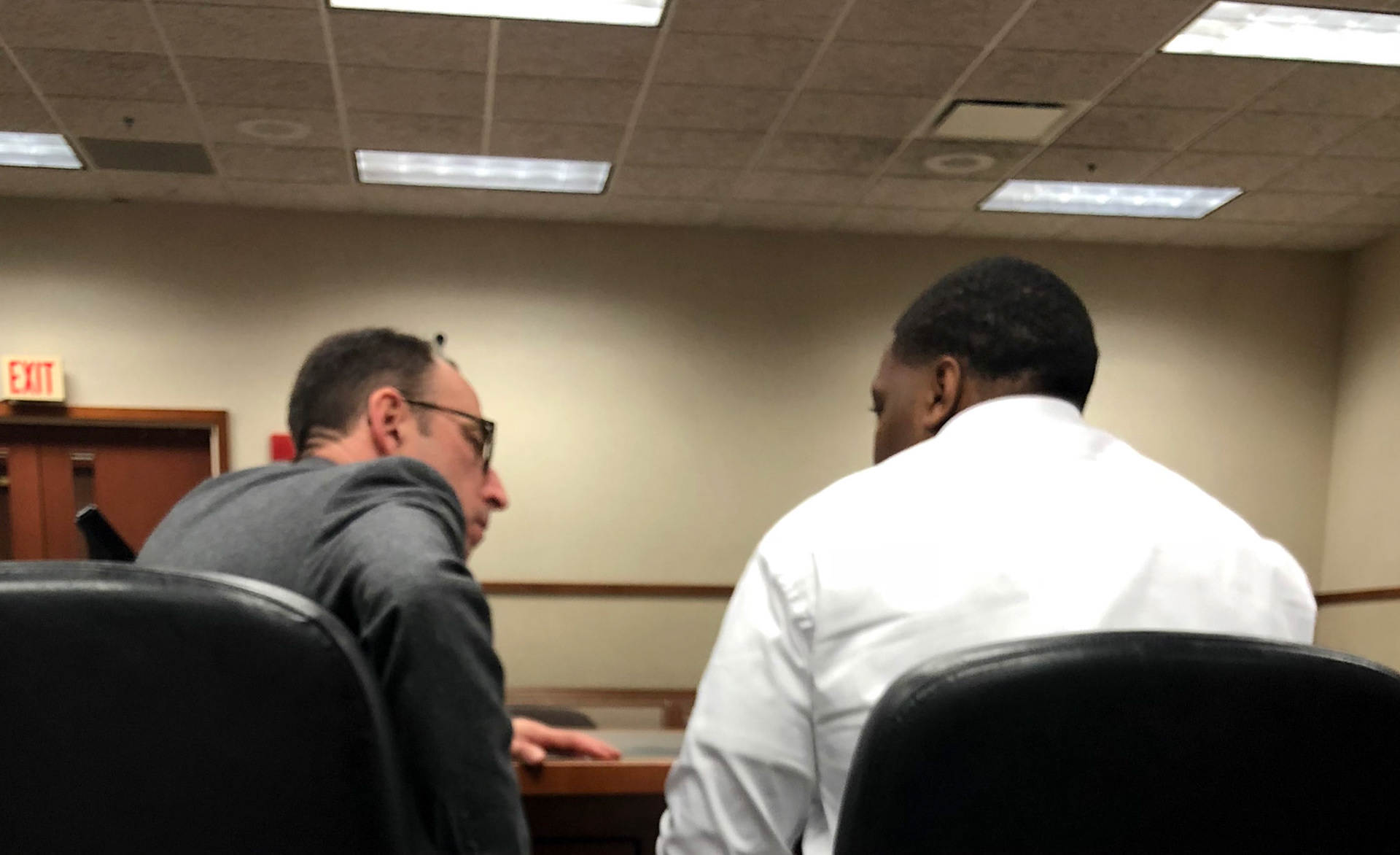 Ted Shouse and defendant preparing for trial
