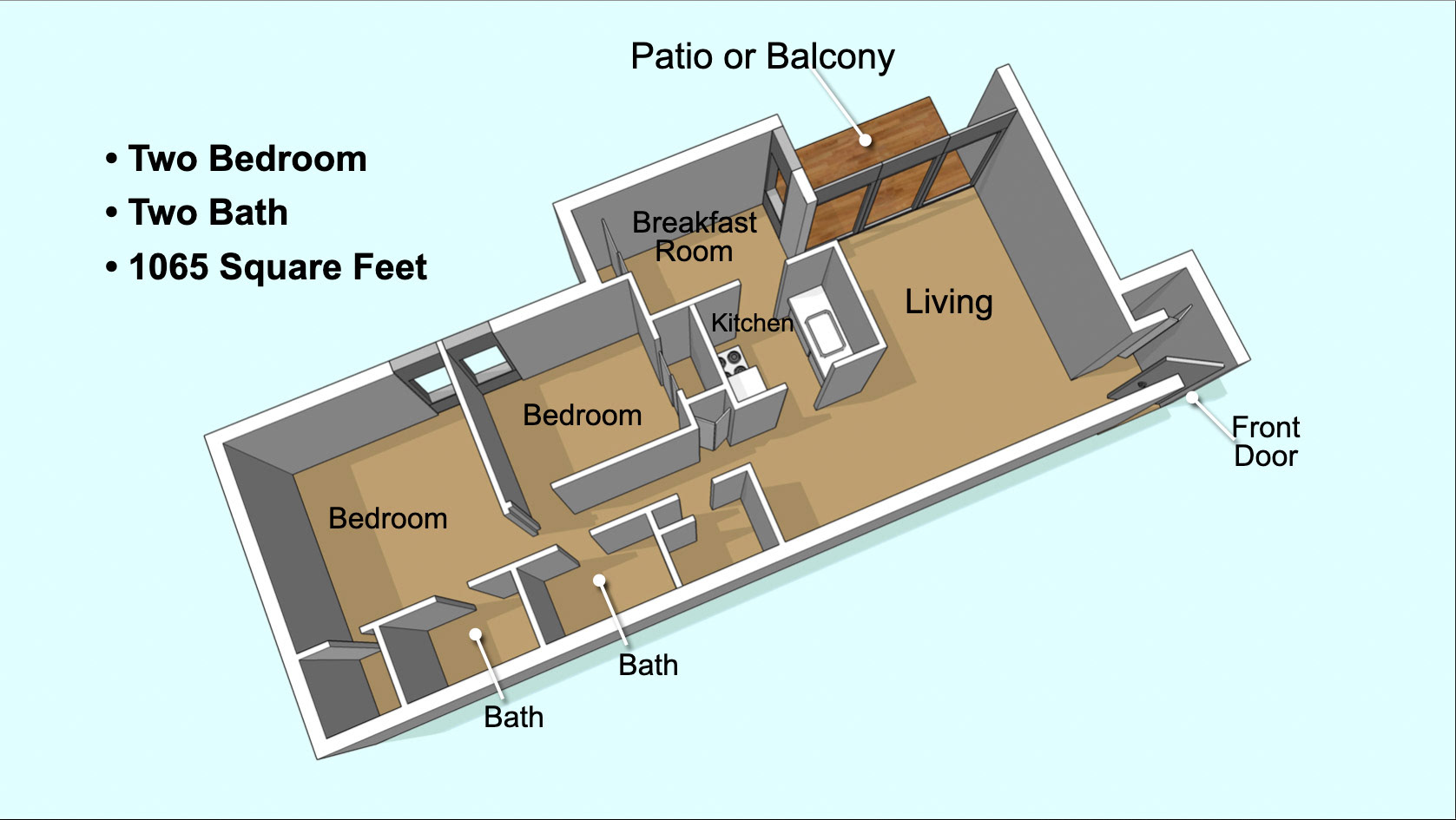 3D Illustration for murder trial - Apartment layout