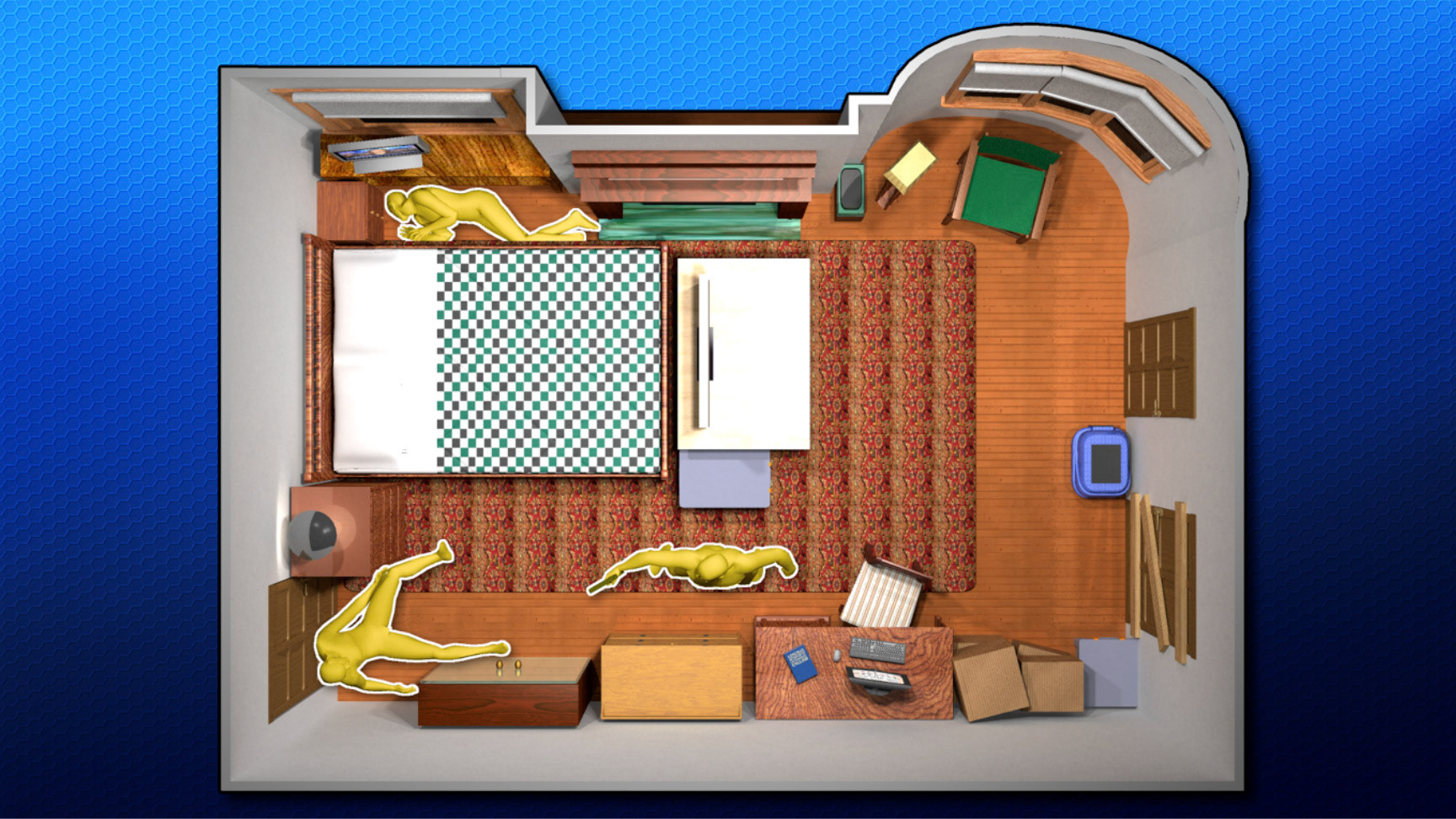 3D Illustration for murder trial