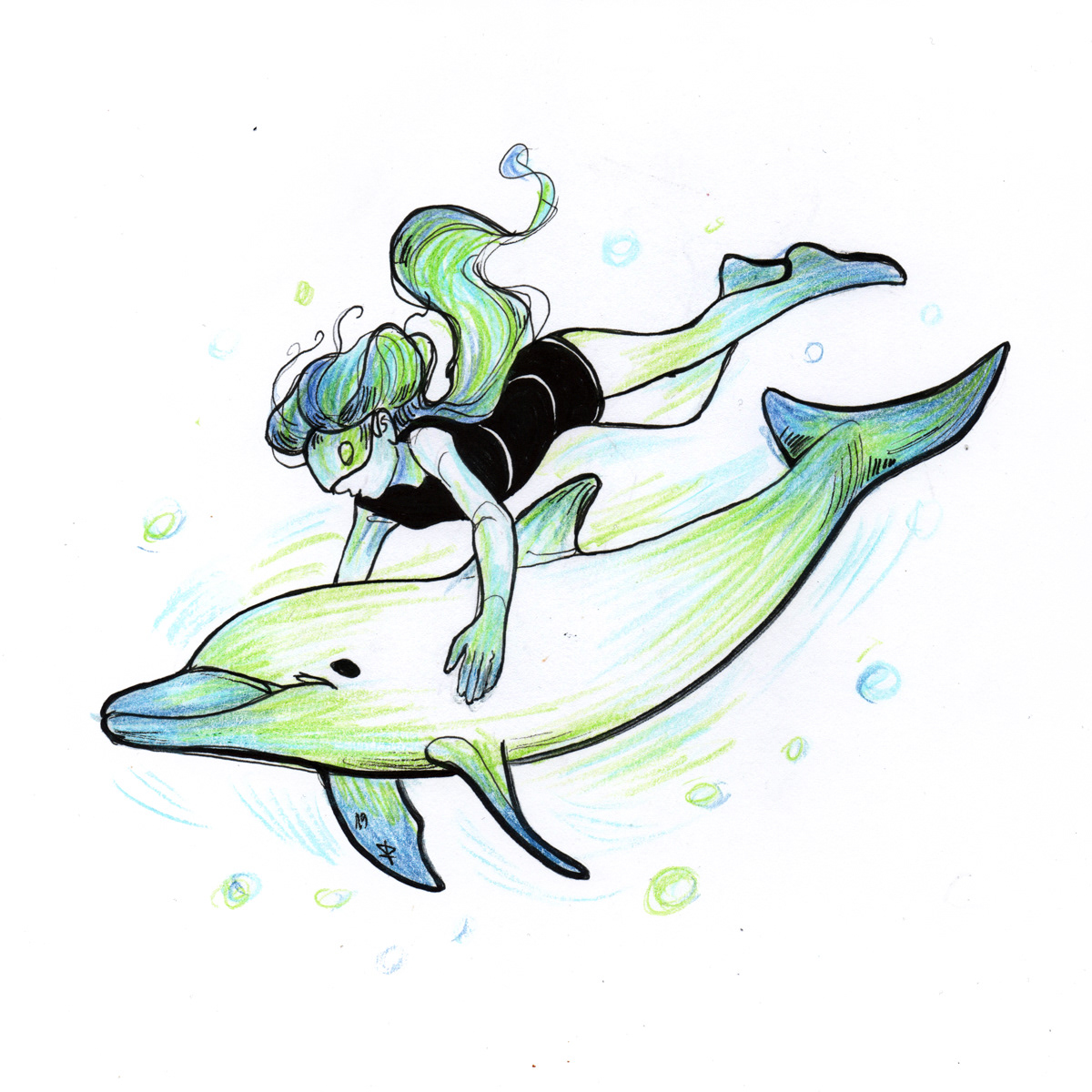 Elements: Water - ink and color pencil on paper, 2019