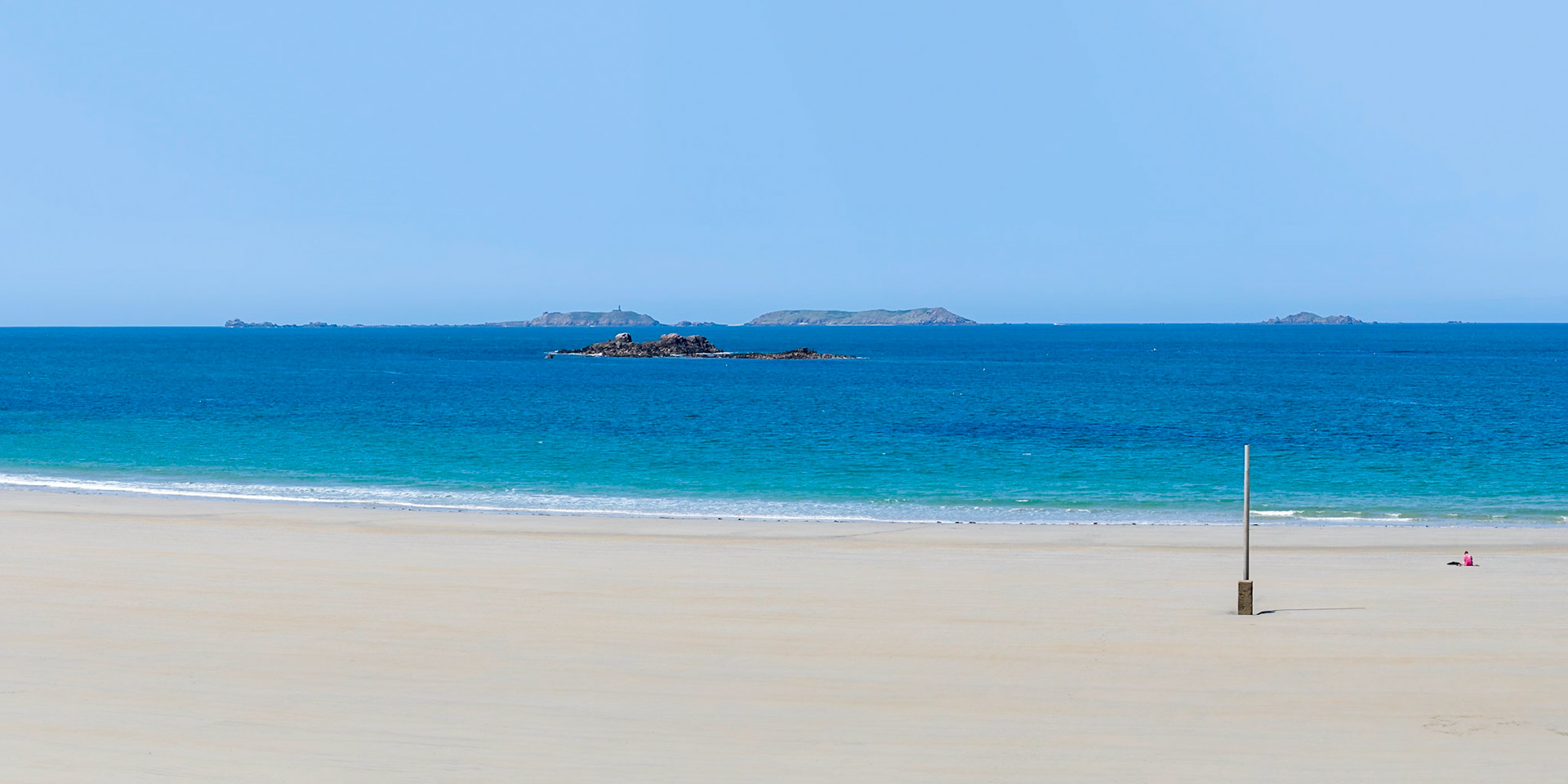 View on four of the seven islands from the beach of Trestignel in Perros-Guirec, France.
