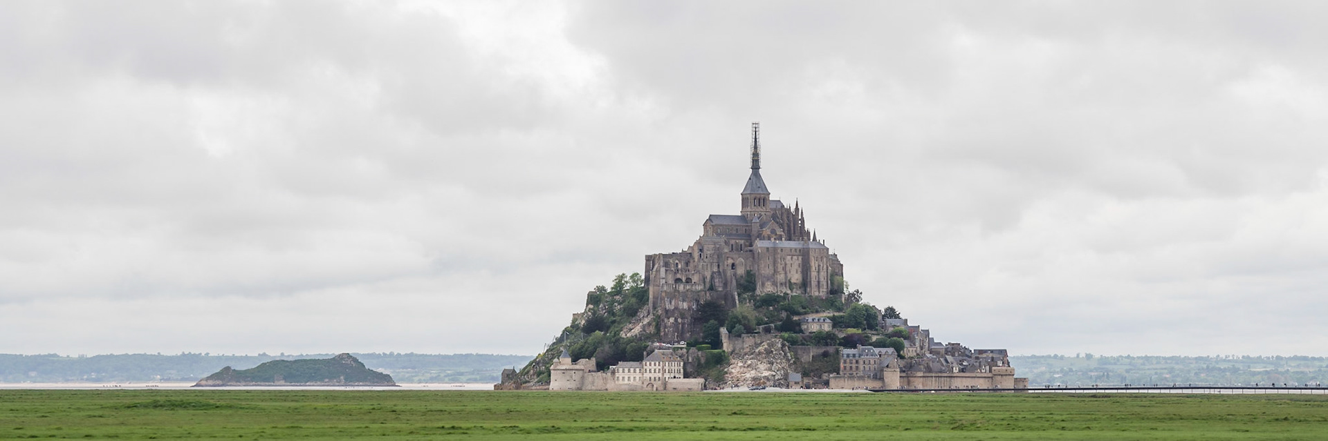 View on Mont Saint-Michel and Tombelaine, from a vantage point just past Beauvoir.
