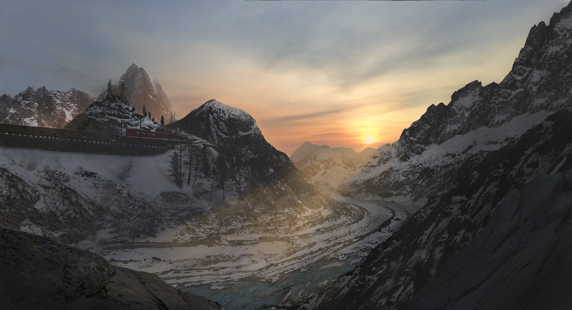 Mountain digital matte painting
