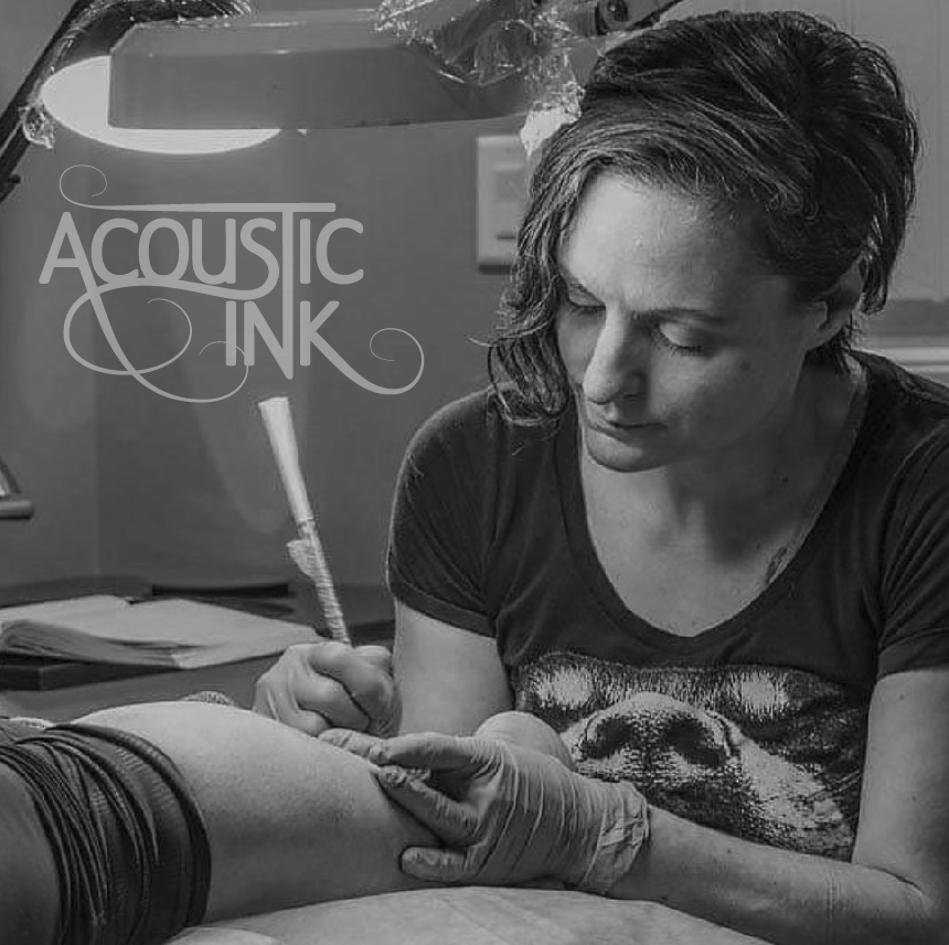 Refined & digitized Kata Polano's logo concept for her business, Acoustic Ink.