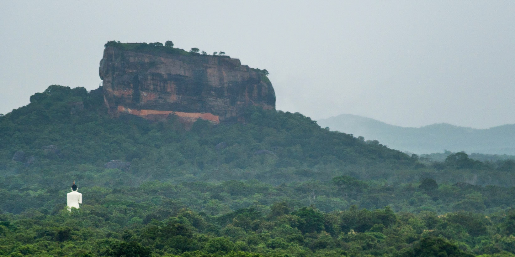 Sri Lanka, Sigiriya Rock Fortress, the Lion Rock, from the air