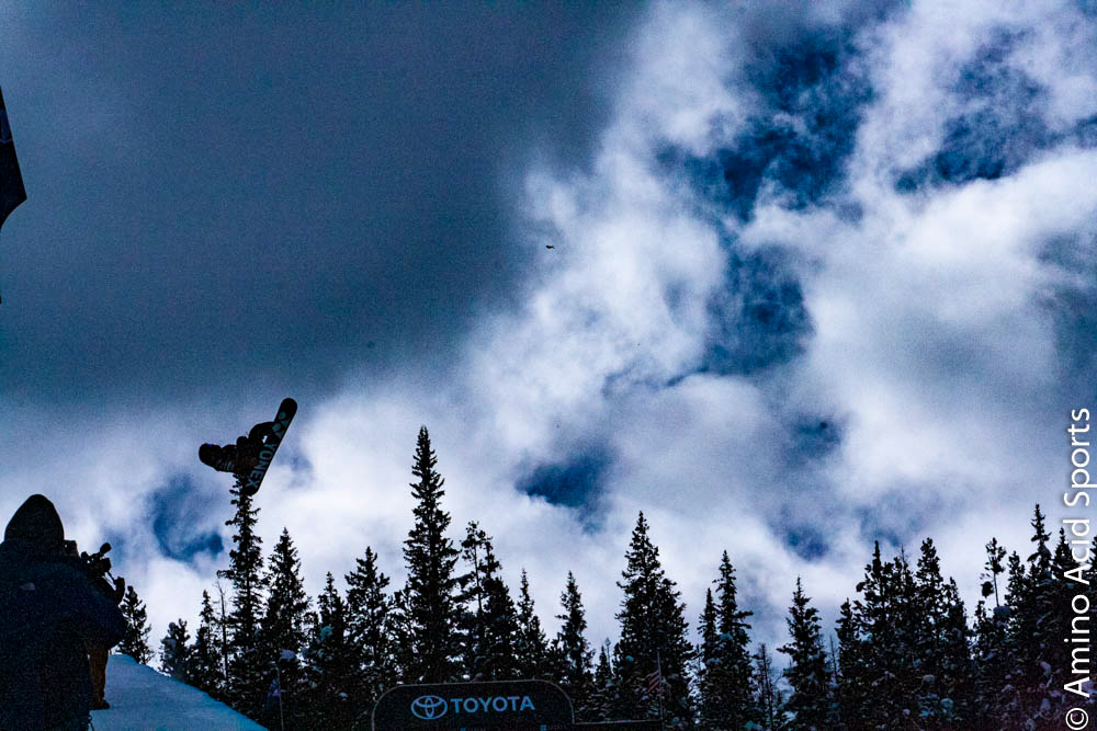 Japan's Yuto Totsuka corks his mid grab back flip in the Halfpipe