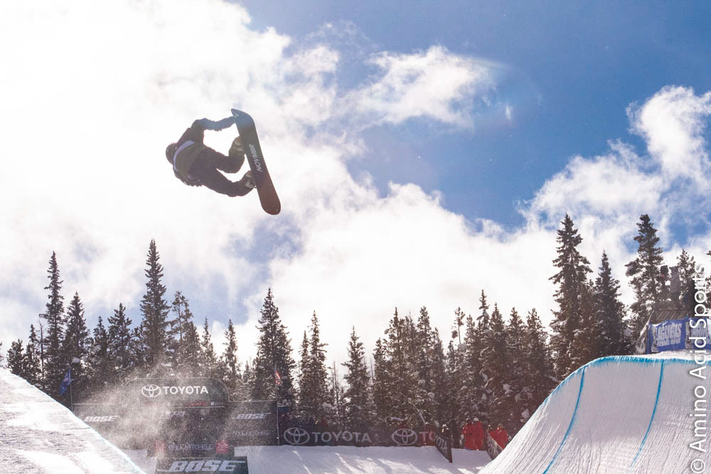 Ikko Anai of Japan tail grabs his 360* into his first hit at Copper's Hallfpipe